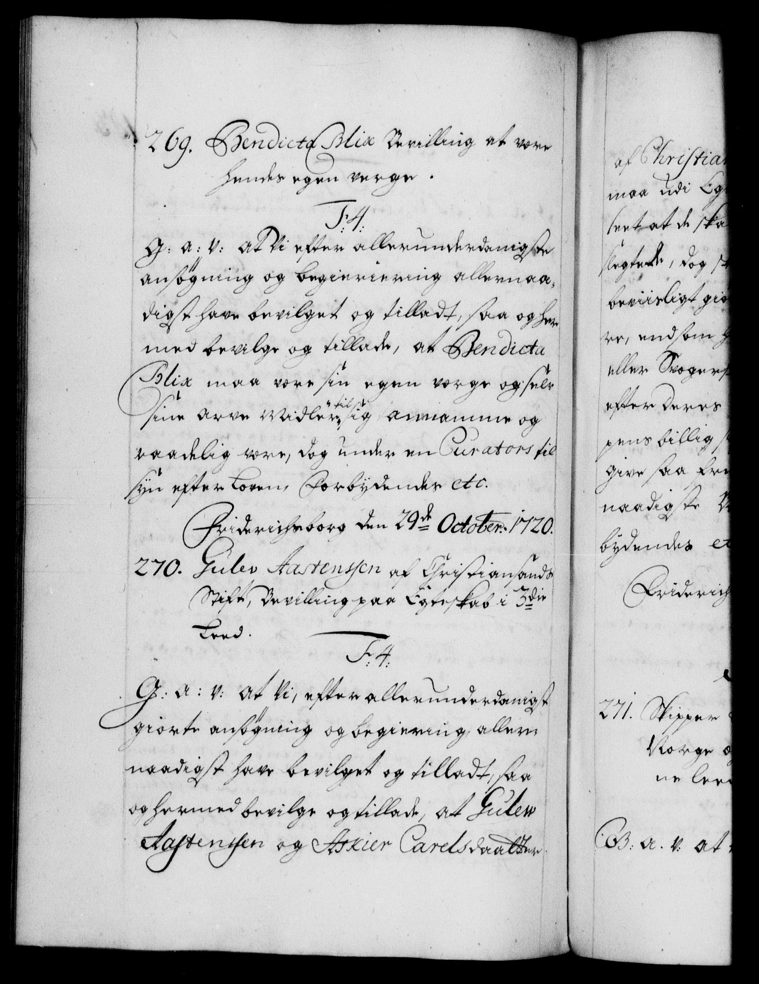 Danske Kanselli 1572-1799, RA/EA-3023/F/Fc/Fca/Fcaa/L0023: Norske registre, 1720-1722, p. 183b