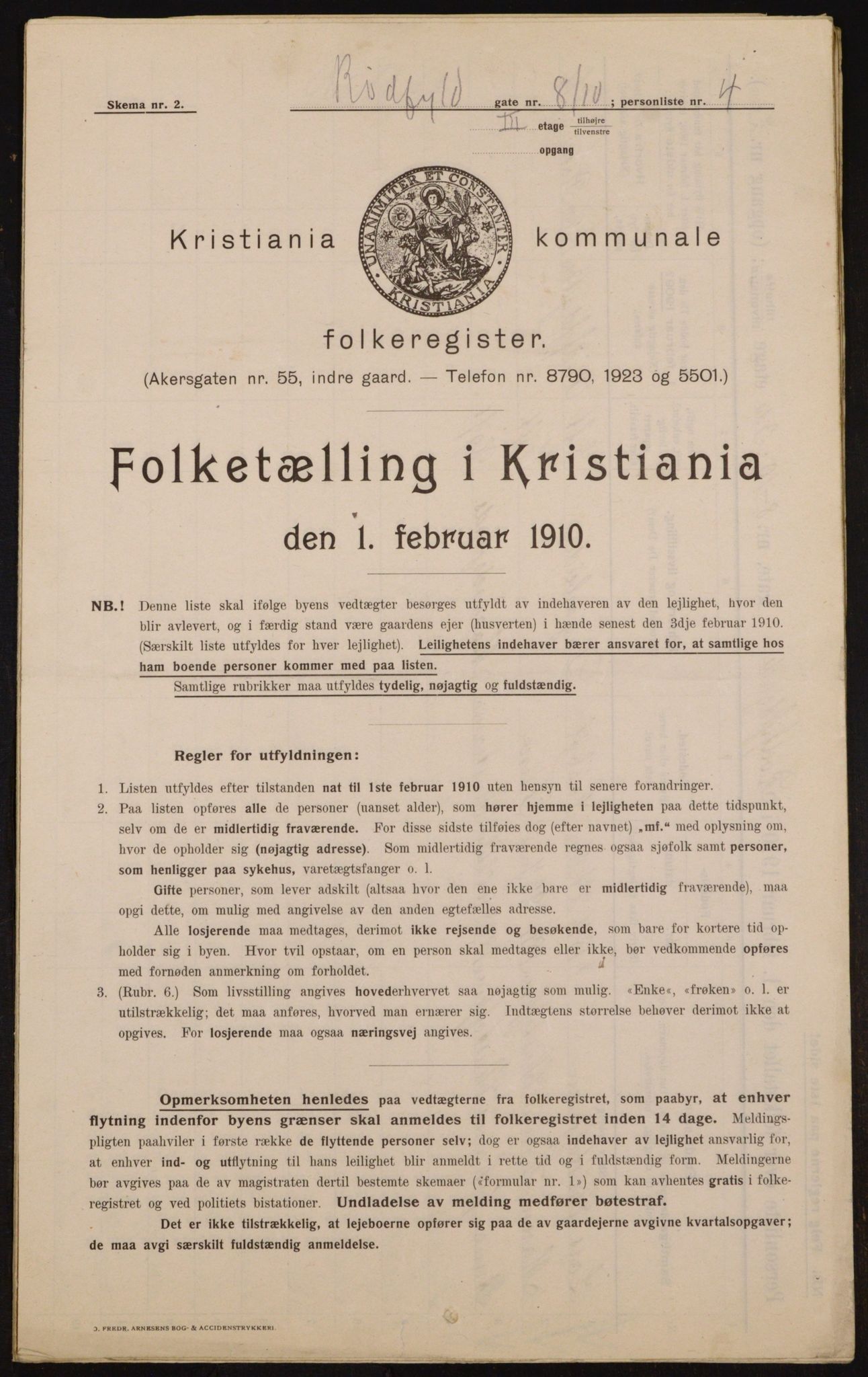 OBA, Municipal Census 1910 for Kristiania, 1910, p. 82164