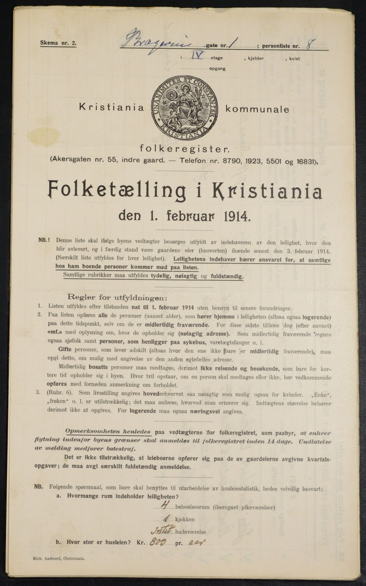 OBA, Municipal Census 1914 for Kristiania, 1914, p. 8060