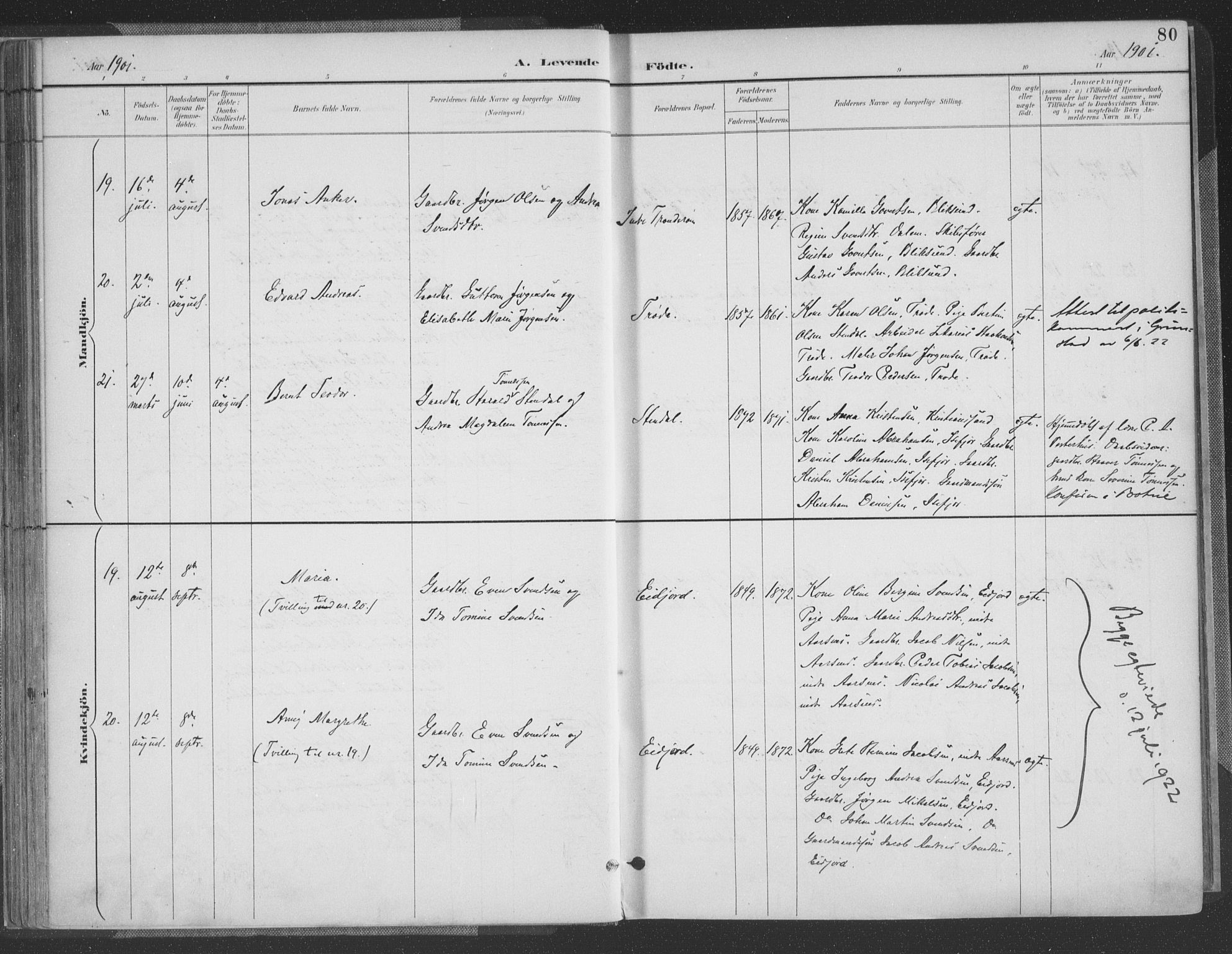 Høvåg sokneprestkontor, AV/SAK-1111-0025/F/Fa/L0006: Parish register (official) no. A 6, 1894-1923, p. 80