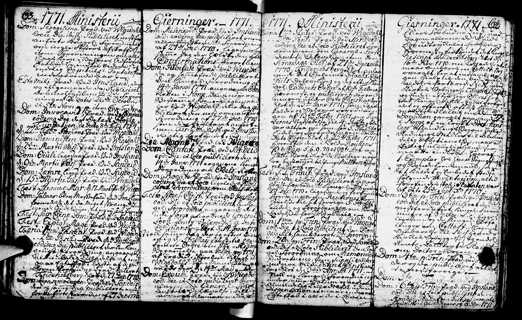 Vikedal sokneprestkontor, AV/SAST-A-101840/01/IV: Parish register (official) no. A 1, 1737-1778, p. 63-64