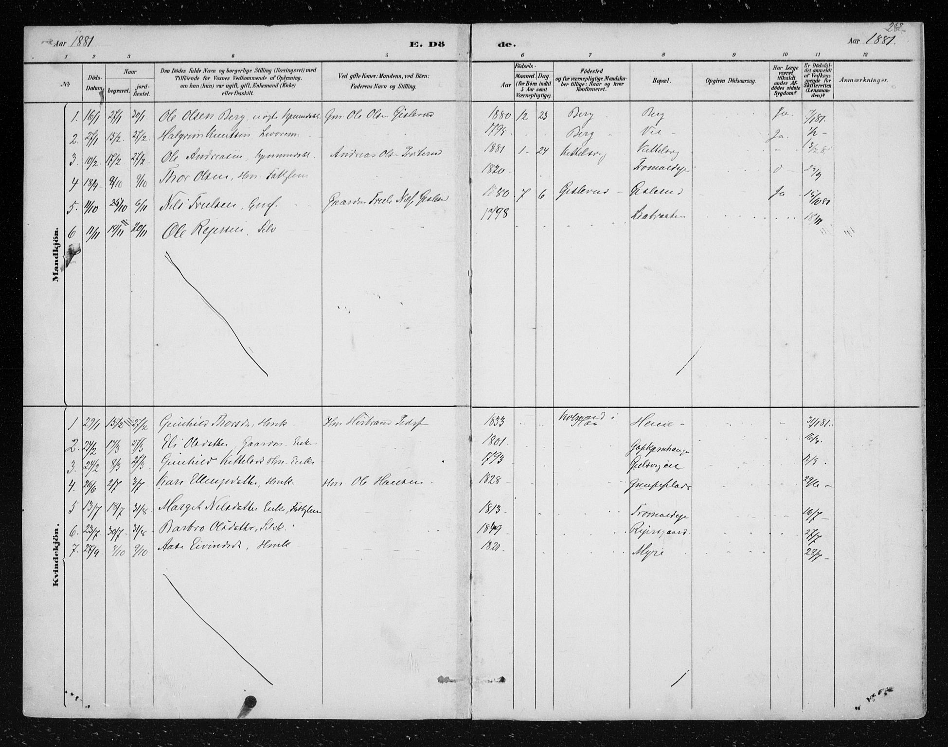 Nes kirkebøker, SAKO/A-236/F/Fa/L0012: Parish register (official) no. 12, 1881-1917, p. 282
