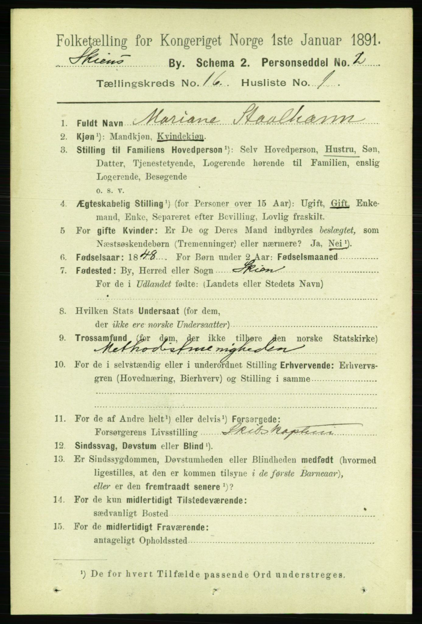 RA, 1891 census for 0806 Skien, 1891, p. 4555