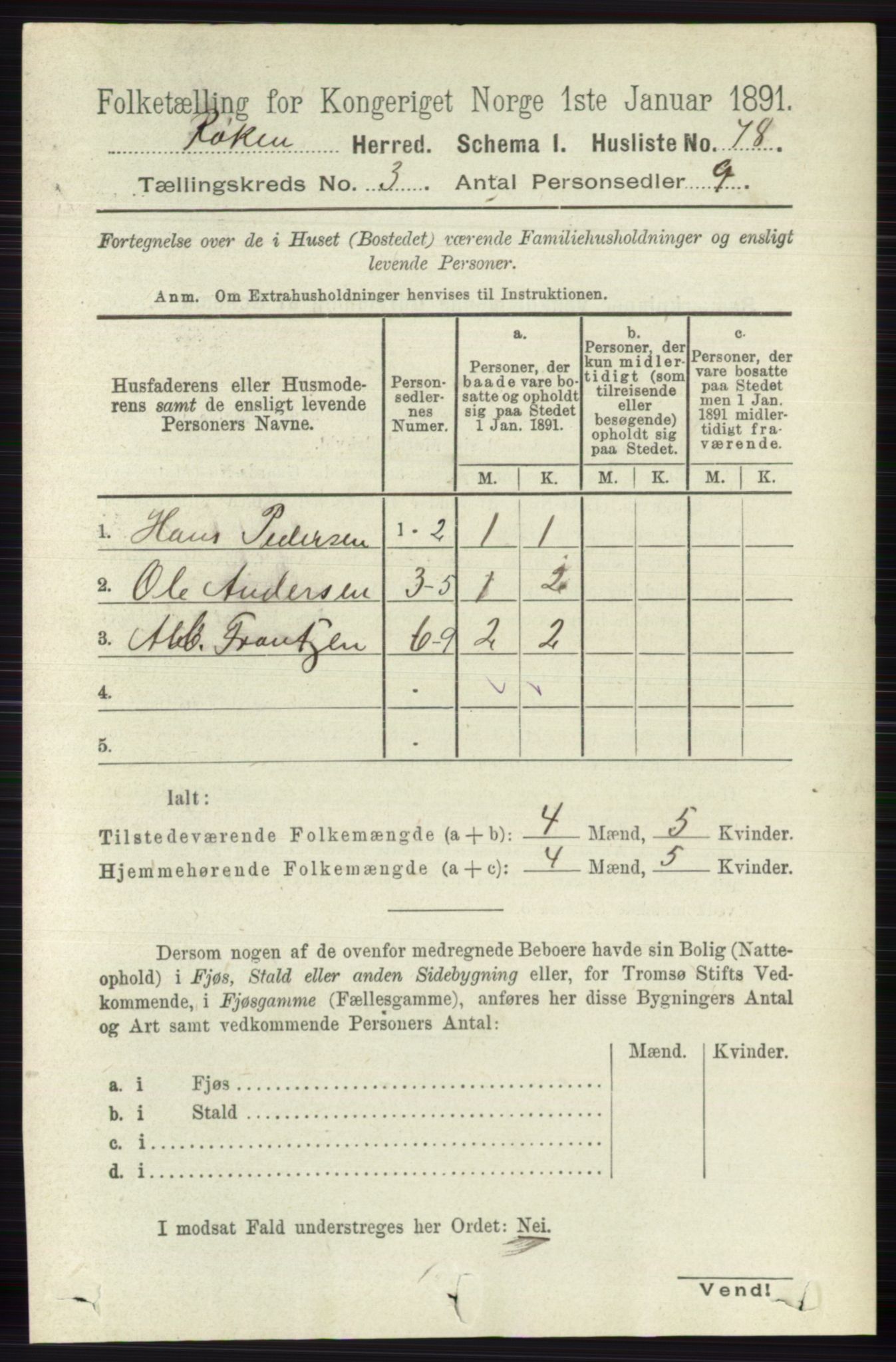 RA, 1891 census for 0627 Røyken, 1891, p. 1187