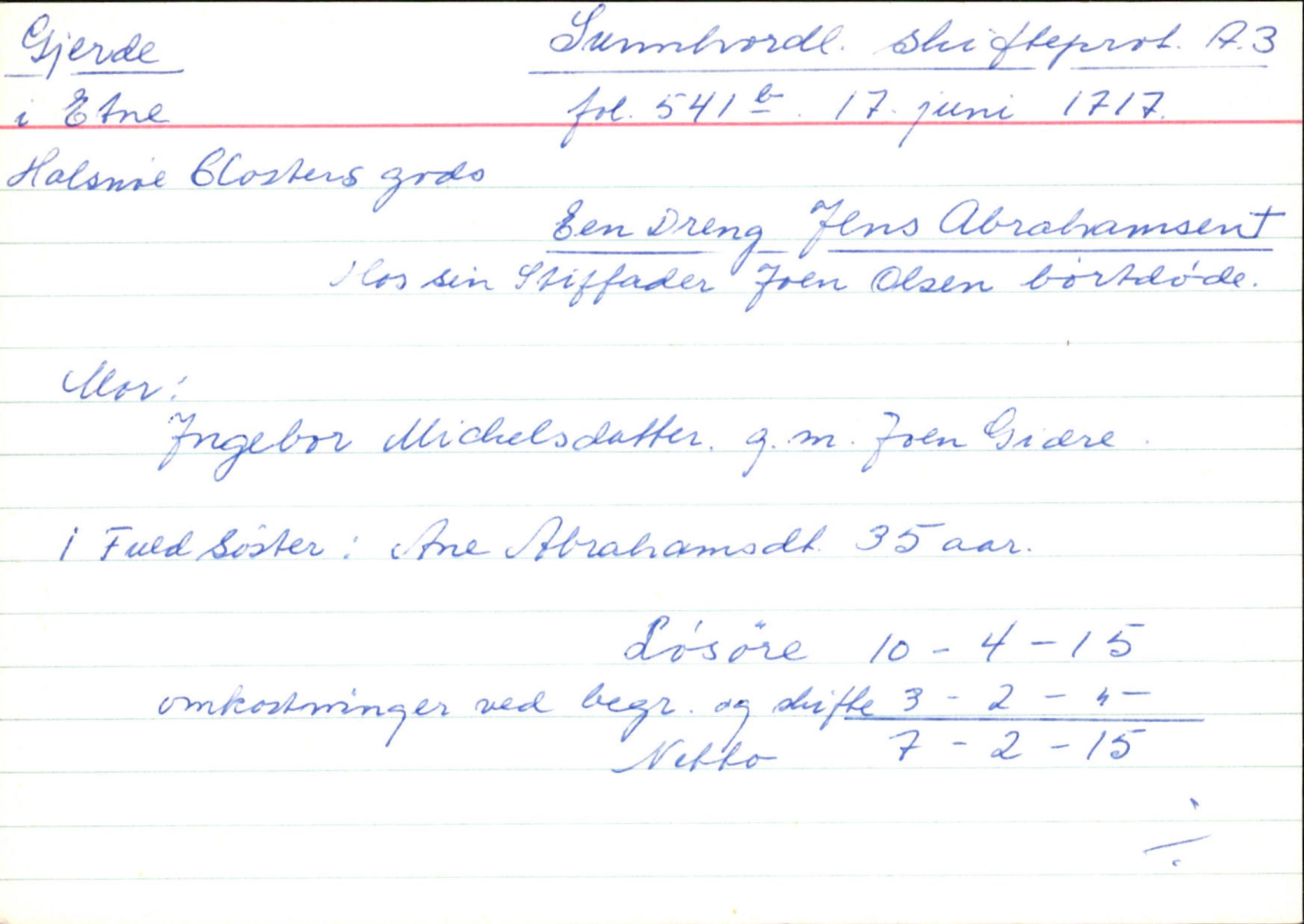 Skiftekort ved Statsarkivet i Bergen, SAB/SKIFTEKORT/004/L0002: Skifteprotokoll nr. 3, 1708-1717, p. 17