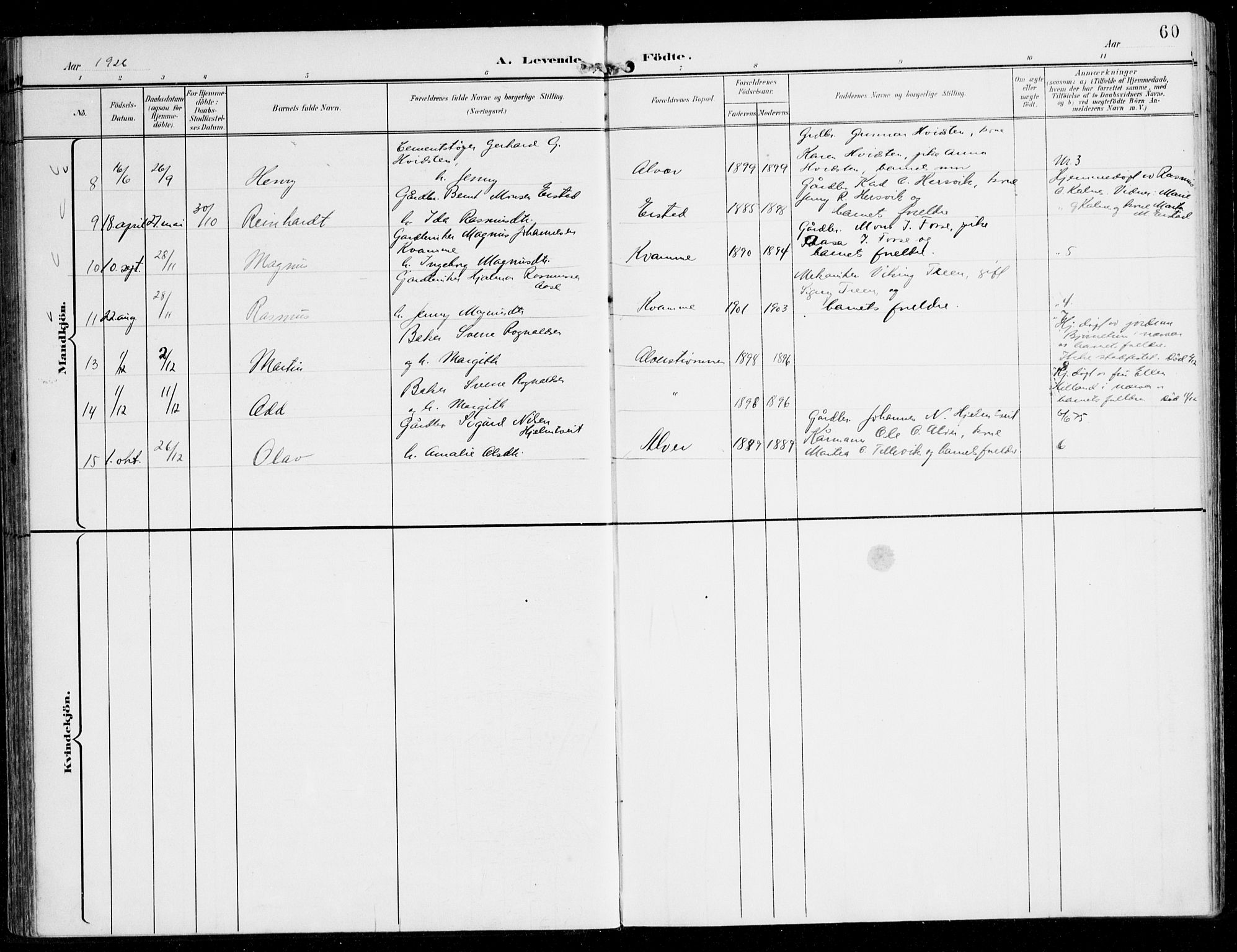 Alversund Sokneprestembete, AV/SAB-A-73901/H/Ha/Haa/Haaa/L0003: Parish register (official) no. A 3, 1897-1926, p. 60