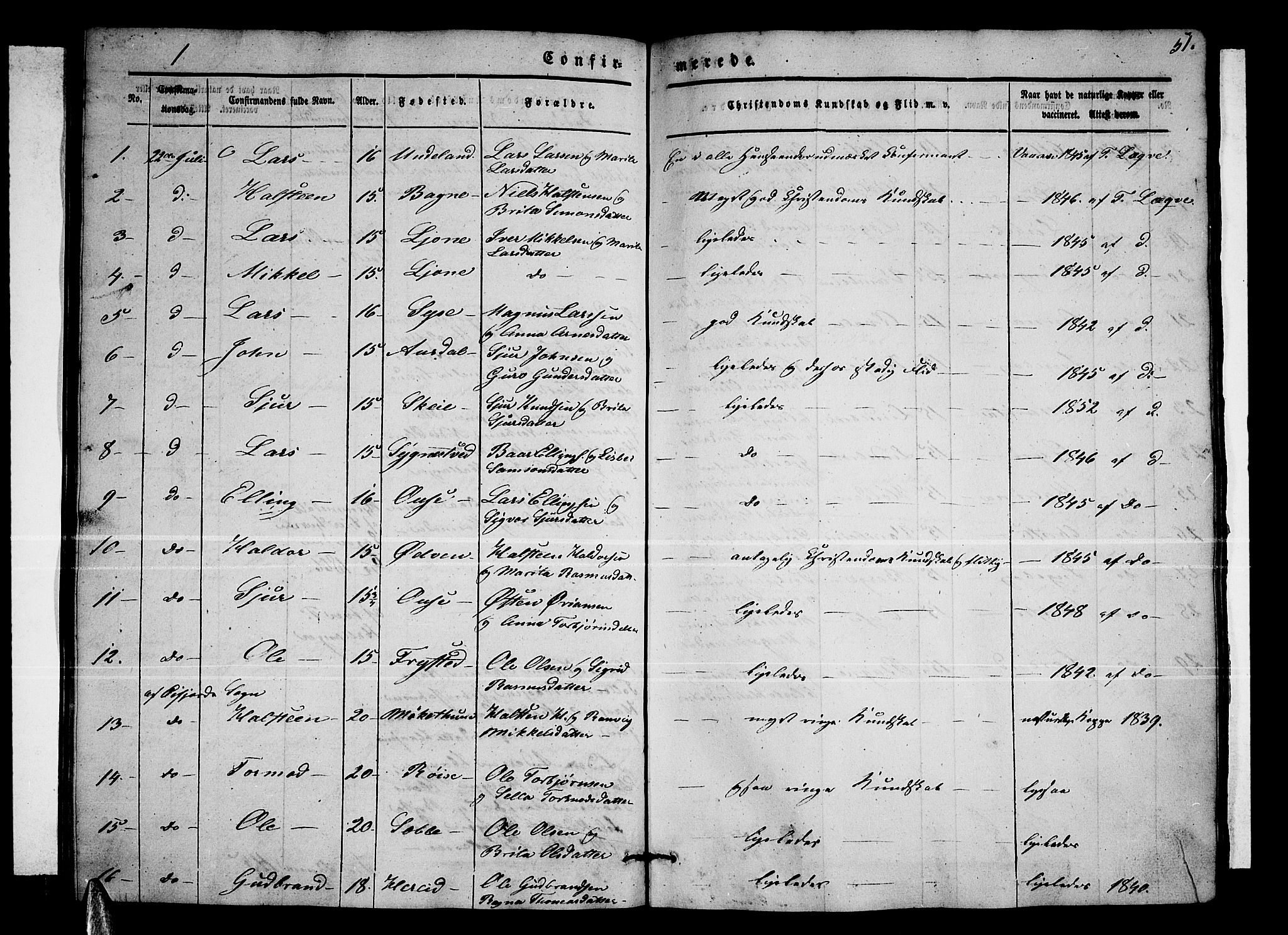 Ulvik sokneprestembete, SAB/A-78801/H/Hab: Parish register (copy) no. A 1, 1855-1868, p. 51