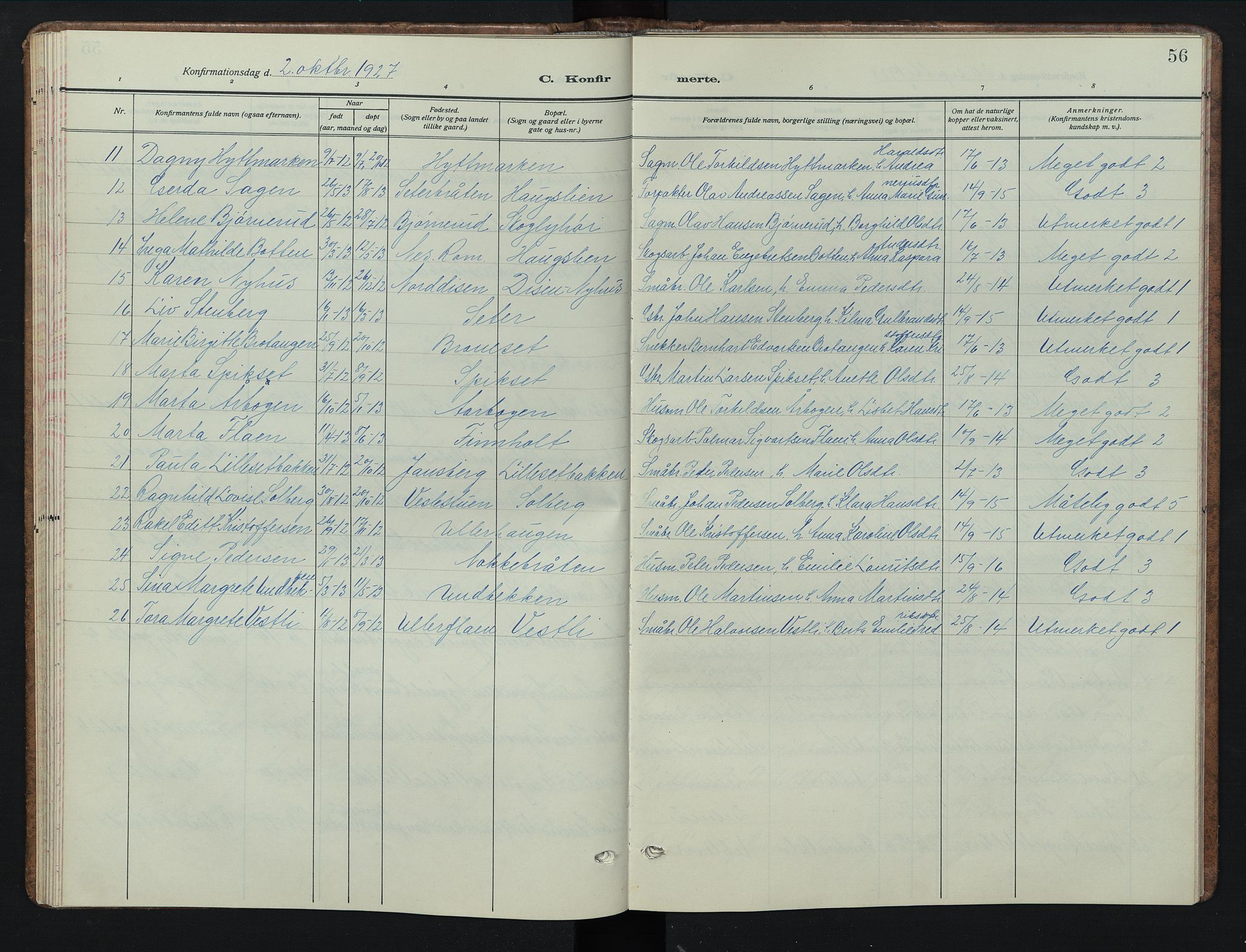Sør-Odal prestekontor, AV/SAH-PREST-030/H/Ha/Hab/L0012: Parish register (copy) no. 12, 1926-1946, p. 56