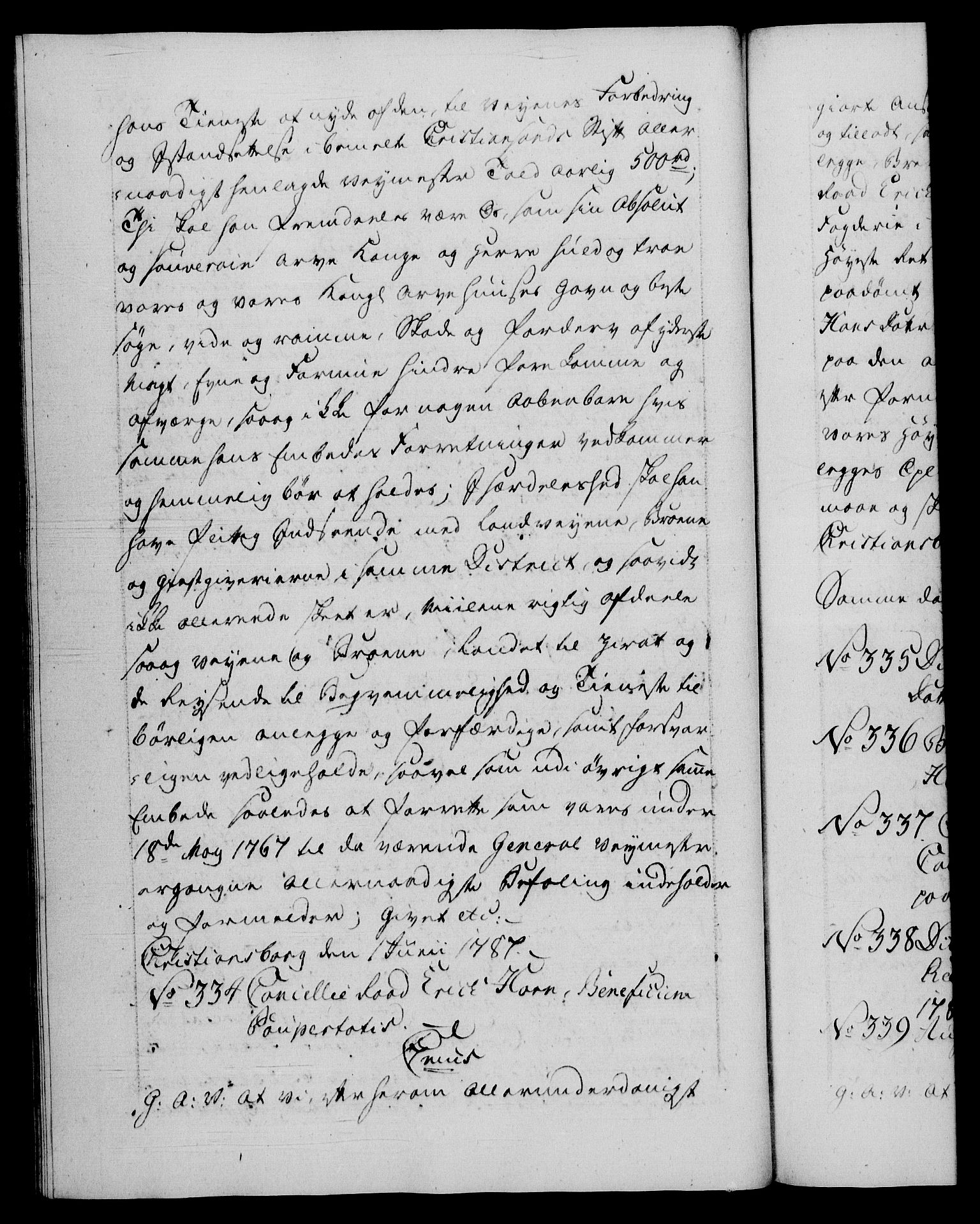 Danske Kanselli 1572-1799, AV/RA-EA-3023/F/Fc/Fca/Fcaa/L0051: Norske registre, 1786-1787, p. 536b