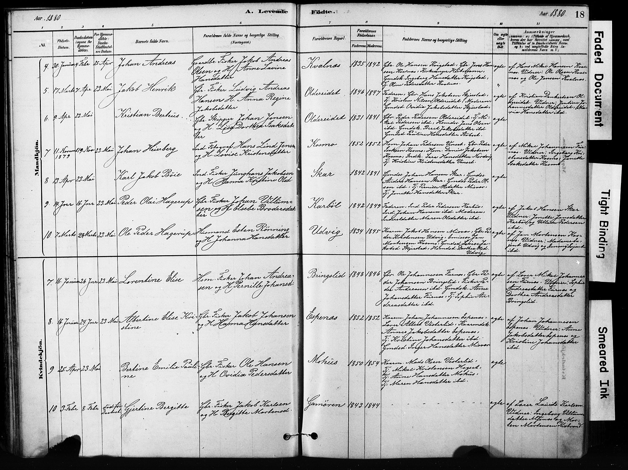 Ministerialprotokoller, klokkerbøker og fødselsregistre - Nordland, AV/SAT-A-1459/852/L0754: Parish register (copy) no. 852C05, 1878-1894, p. 18