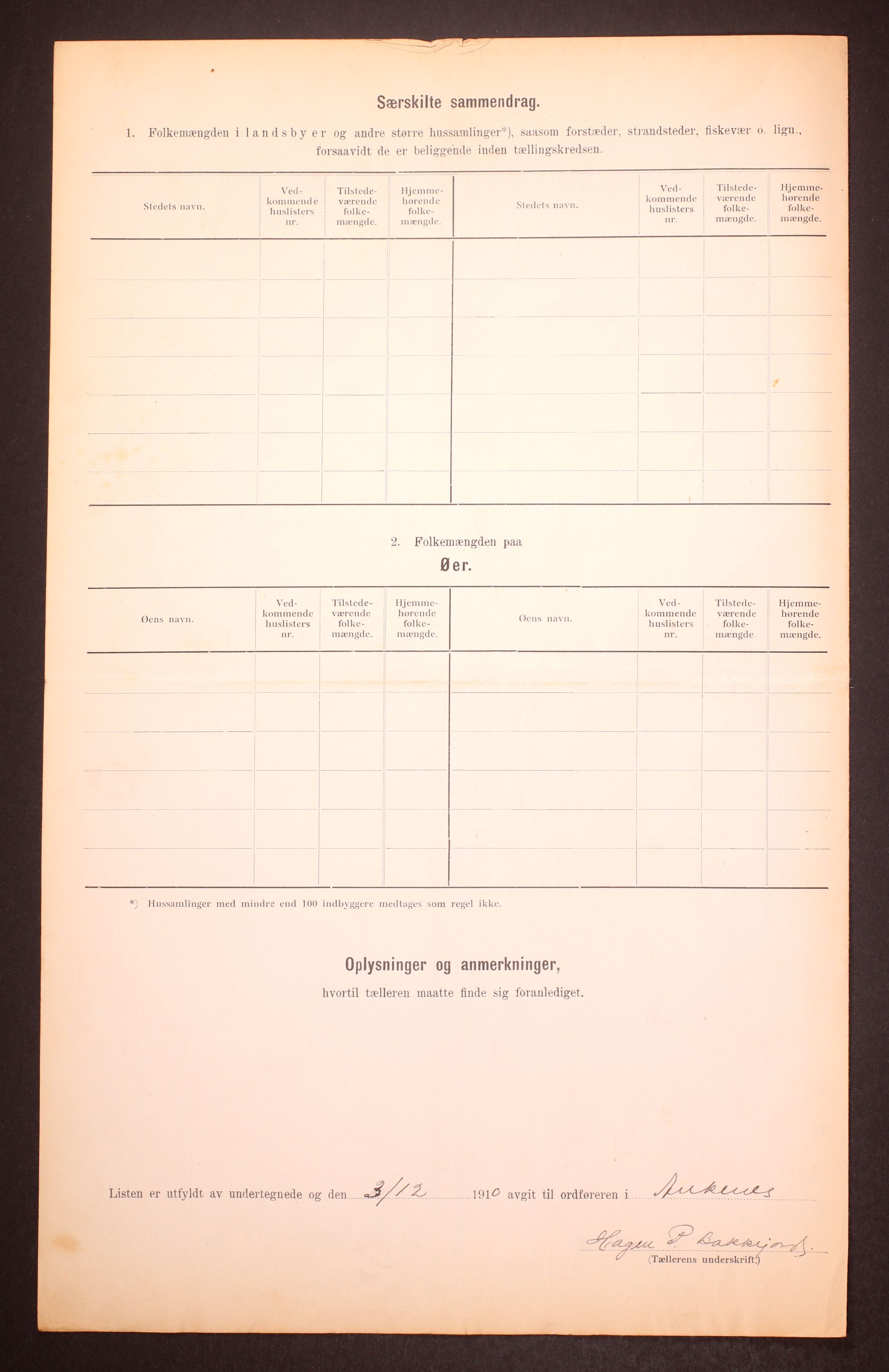 RA, 1910 census for Ankenes, 1910, p. 6