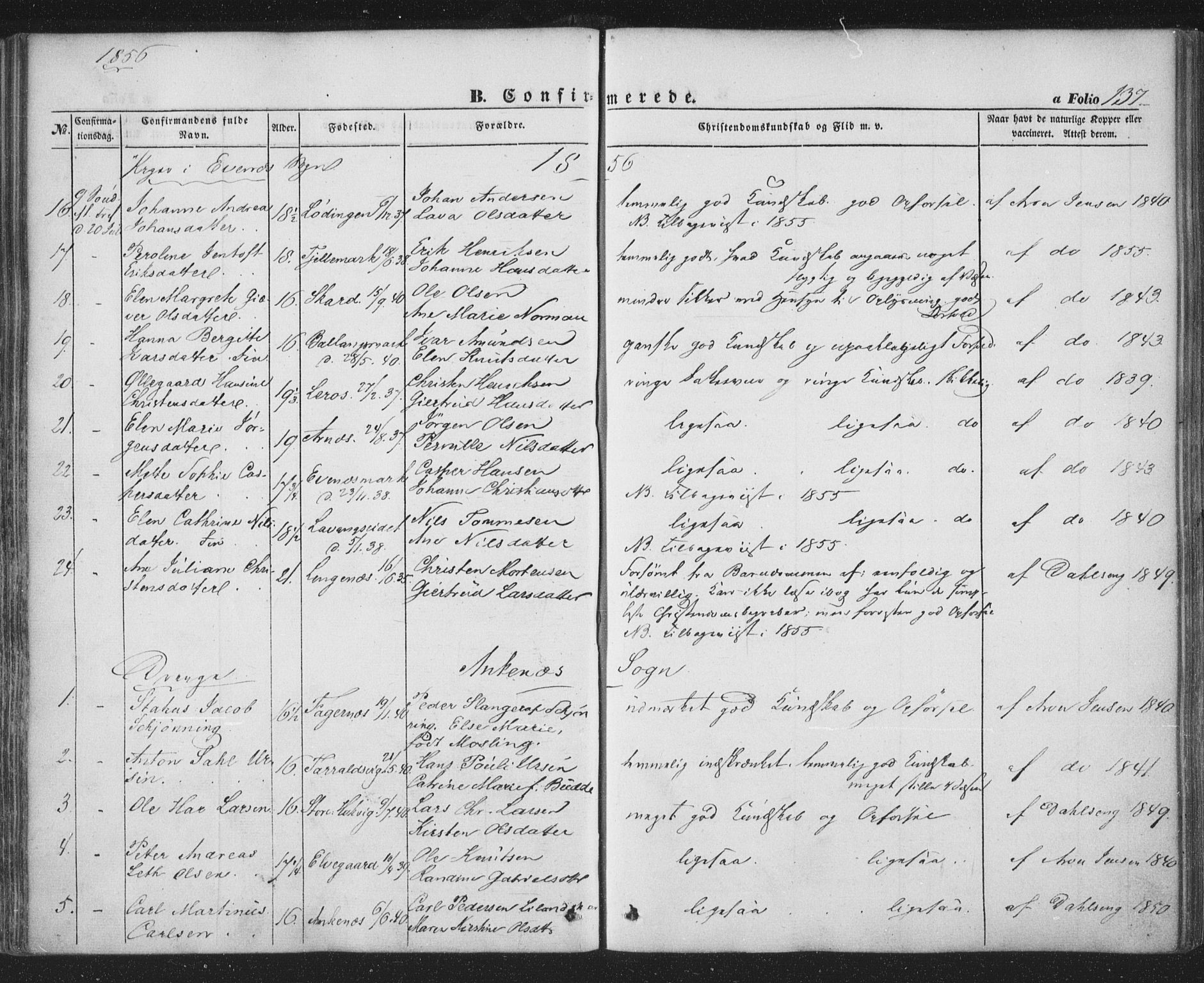 Ministerialprotokoller, klokkerbøker og fødselsregistre - Nordland, AV/SAT-A-1459/863/L0895: Parish register (official) no. 863A07, 1851-1860, p. 137