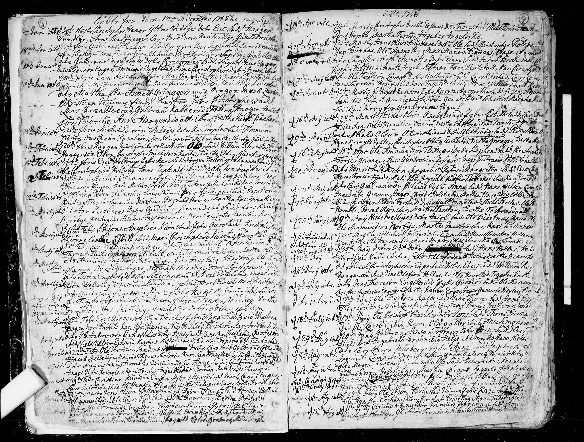 Nannestad prestekontor Kirkebøker, SAO/A-10414a/F/Fa/L0007: Parish register (official) no. I 7, 1754-1791, p. 6-7