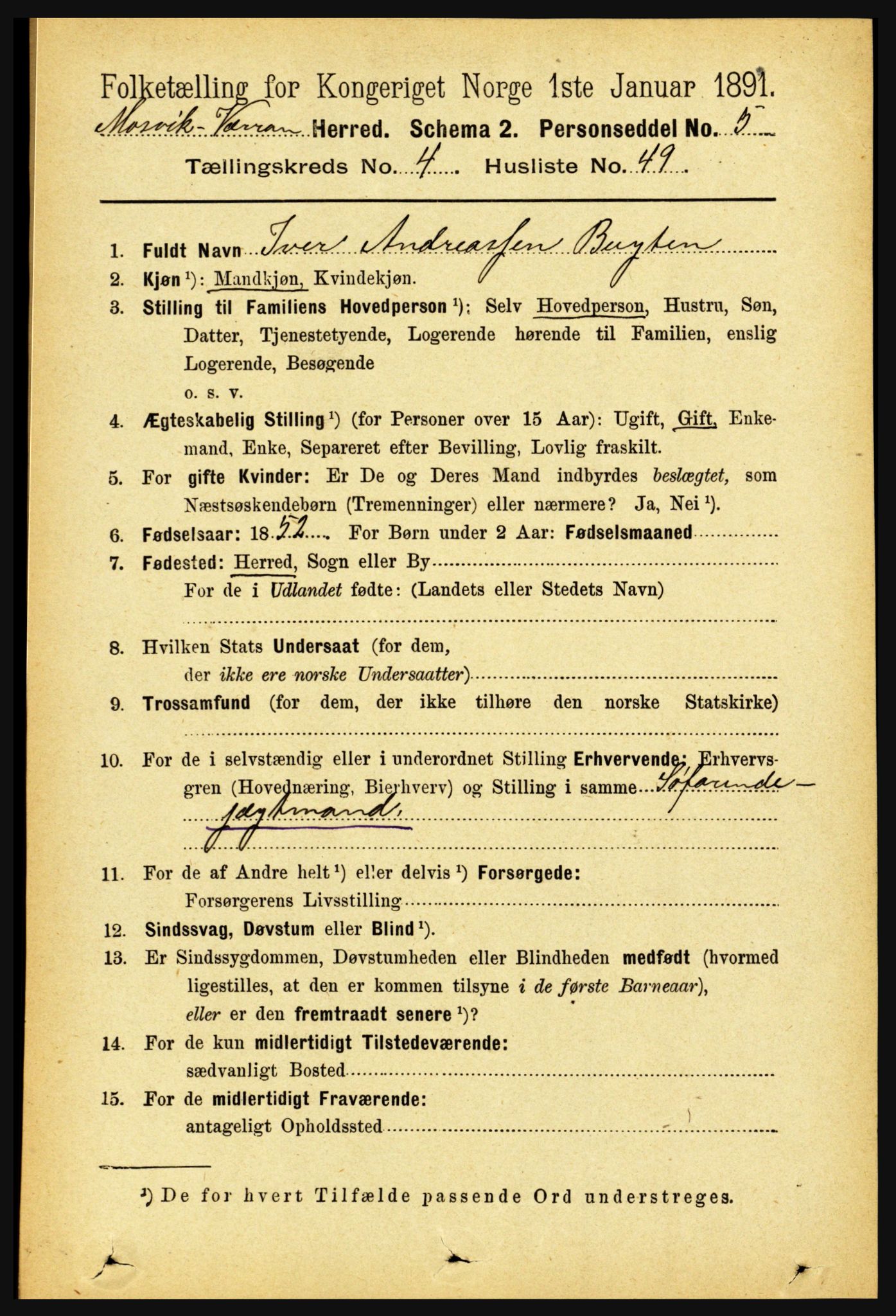 RA, 1891 census for 1723 Mosvik og Verran, 1891, p. 1709