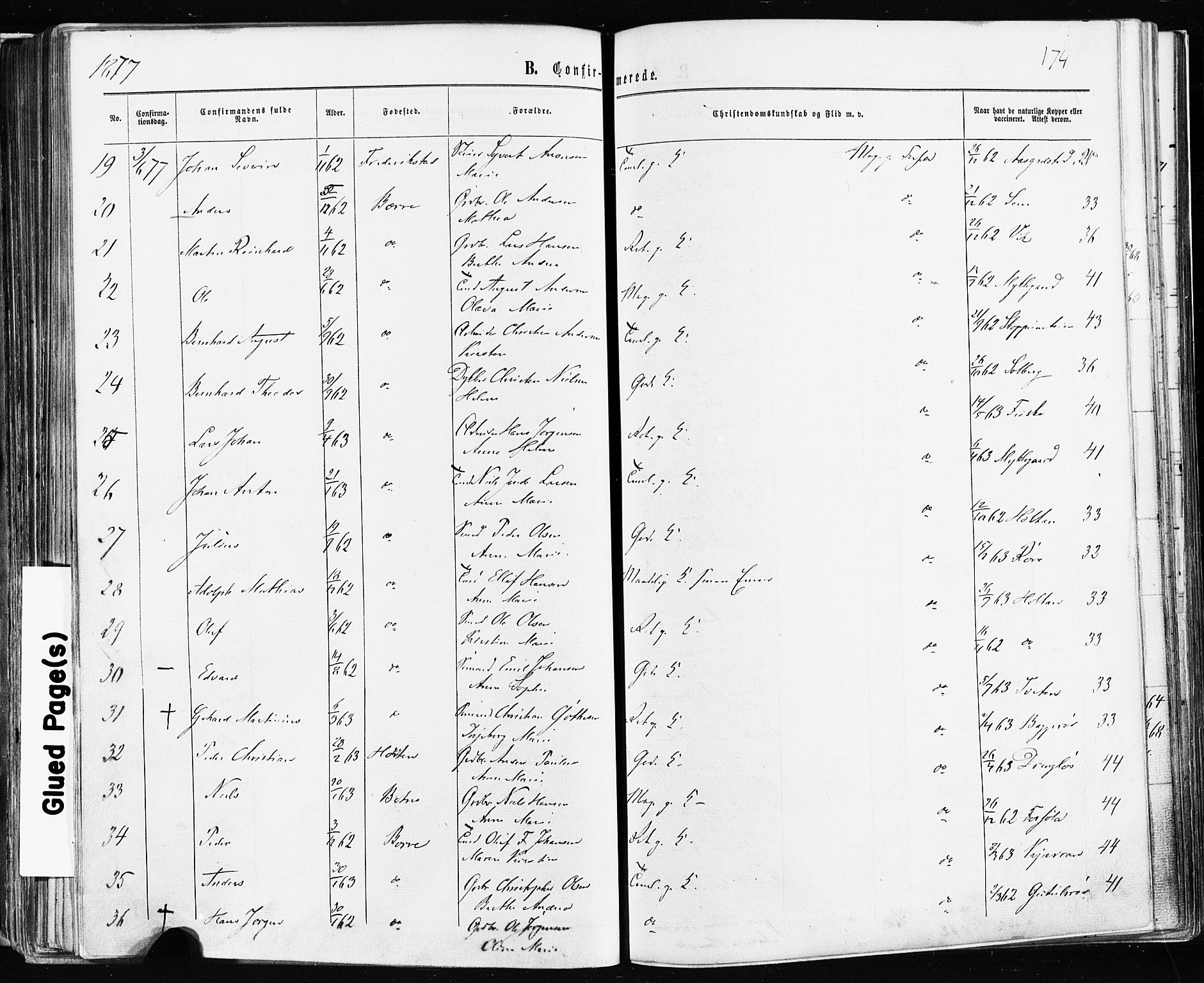 Borre kirkebøker, AV/SAKO-A-338/F/Fa/L0008: Parish register (official) no. I 8, 1868-1877, p. 174