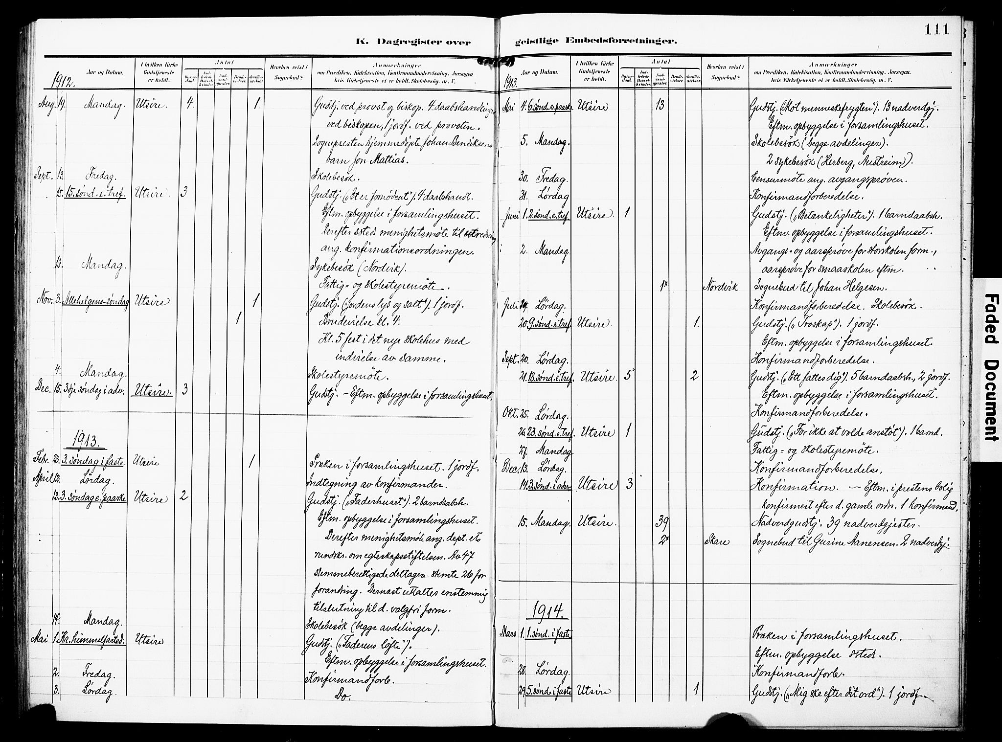 Torvastad sokneprestkontor, SAST/A -101857/H/Ha/Haa/L0018: Parish register (official) no. A 17, 1903-1925, p. 111