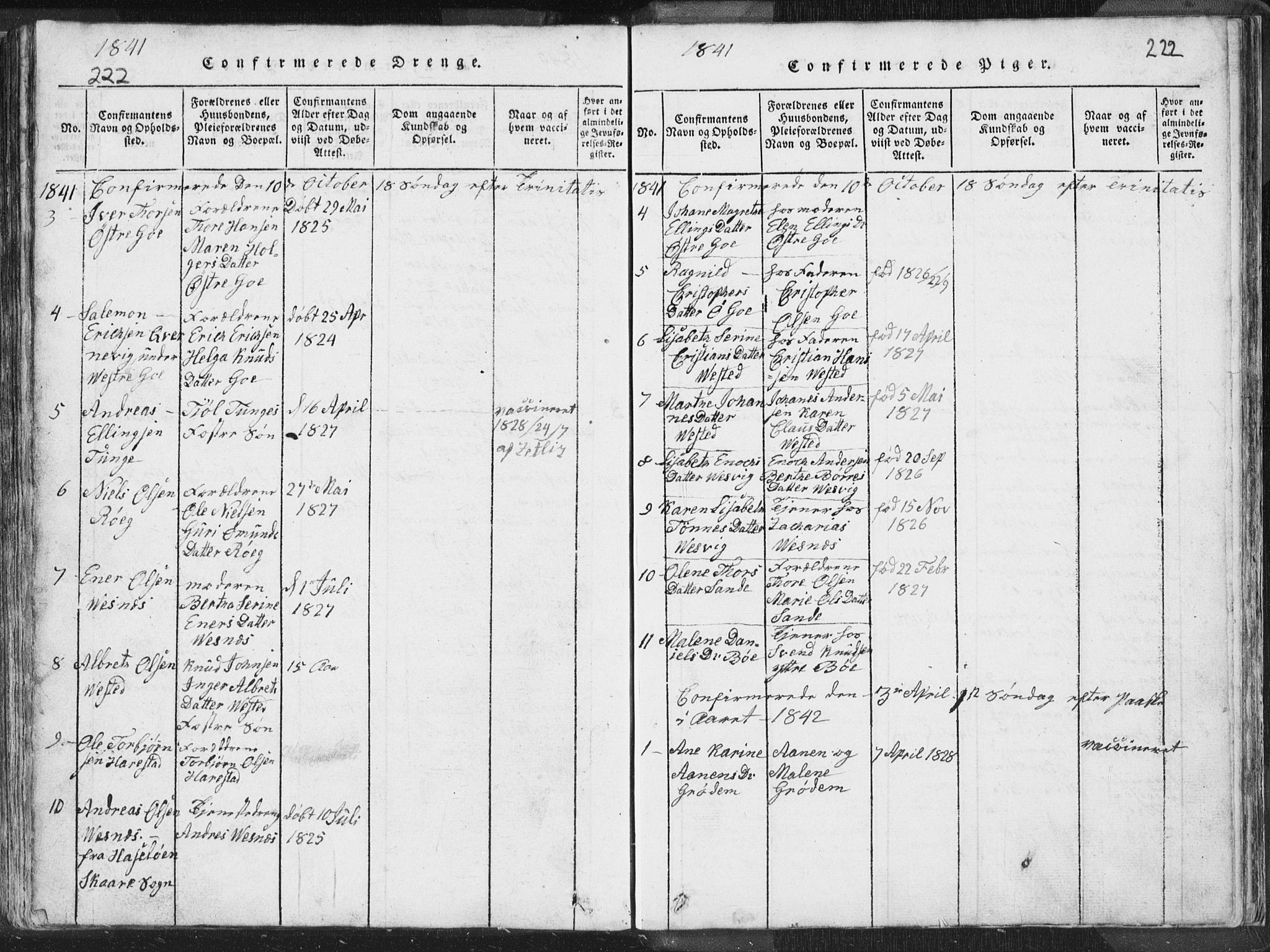 Hetland sokneprestkontor, SAST/A-101826/30/30BA/L0001: Parish register (official) no. A 1, 1816-1856, p. 222