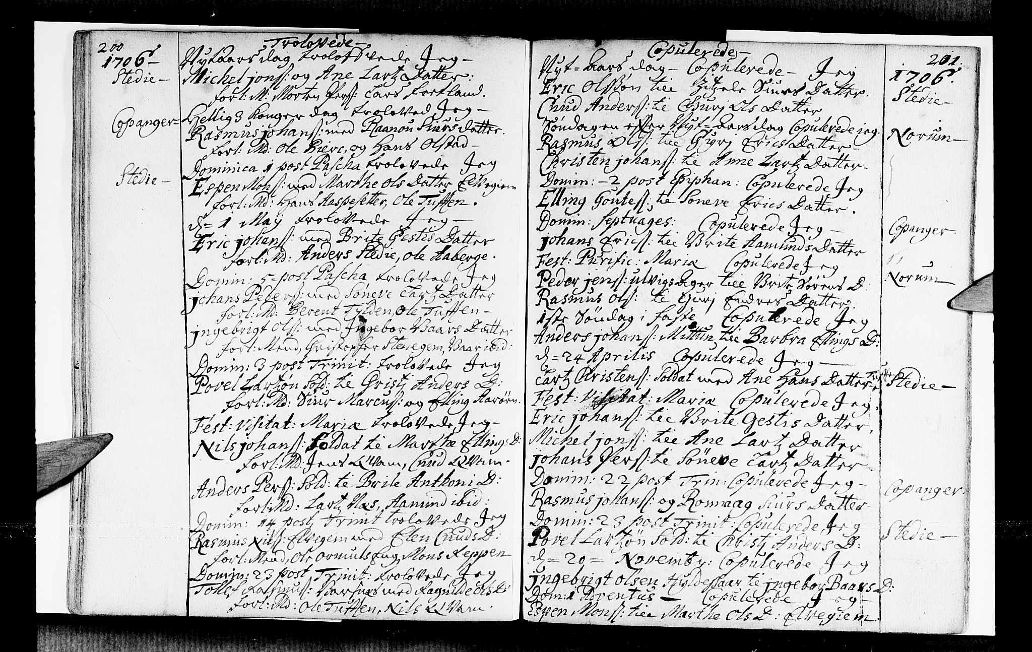 Sogndal sokneprestembete, AV/SAB-A-81301/H/Haa/Haaa/L0001: Parish register (official) no. A 1, 1689-1713, p. 200-201