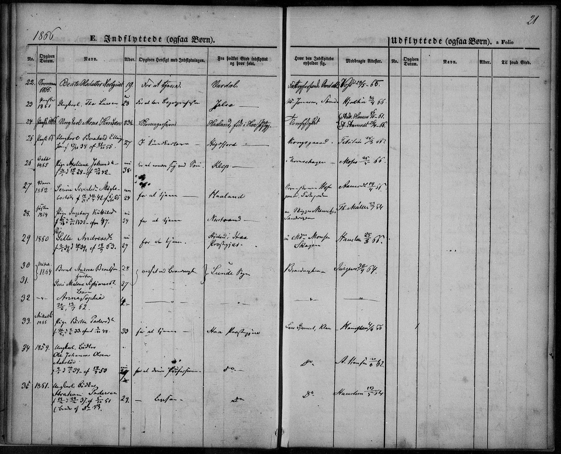 Domkirken sokneprestkontor, AV/SAST-A-101812/001/30/30BA/L0021: Parish register (official) no. A 20, 1860-1877, p. 21