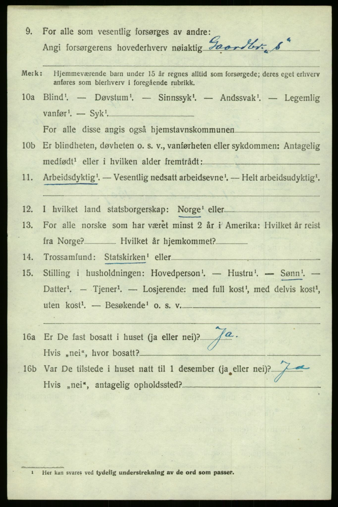 SAB, 1920 census for Gulen, 1920, p. 4558