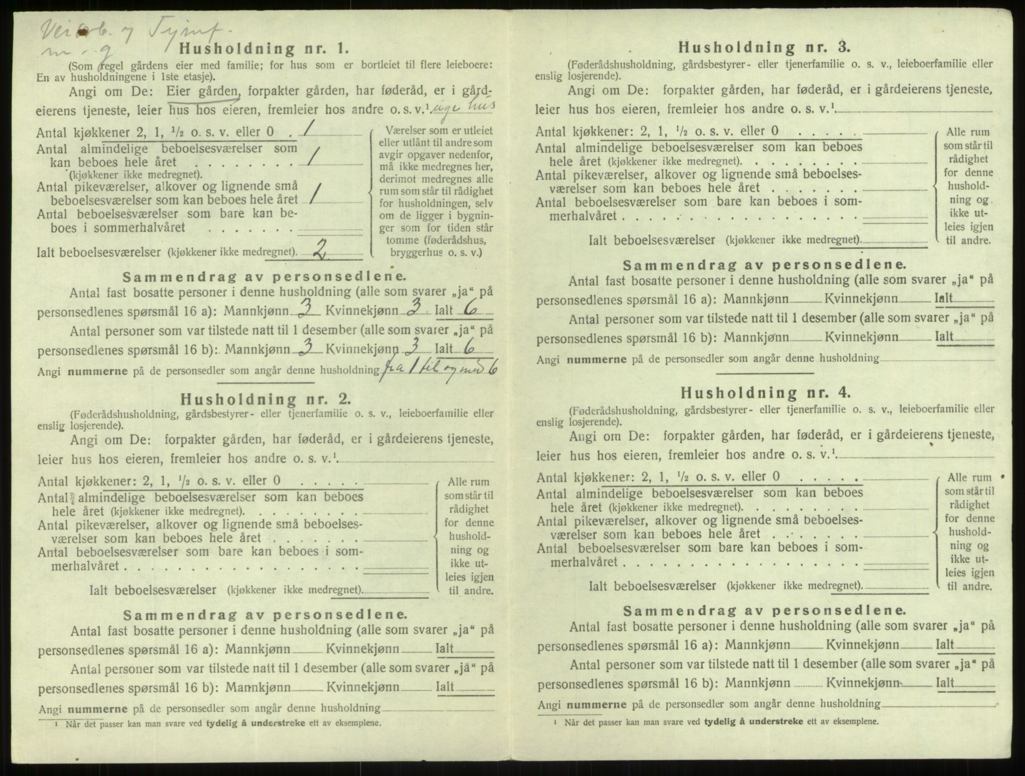SAB, 1920 census for Årdal, 1920, p. 466