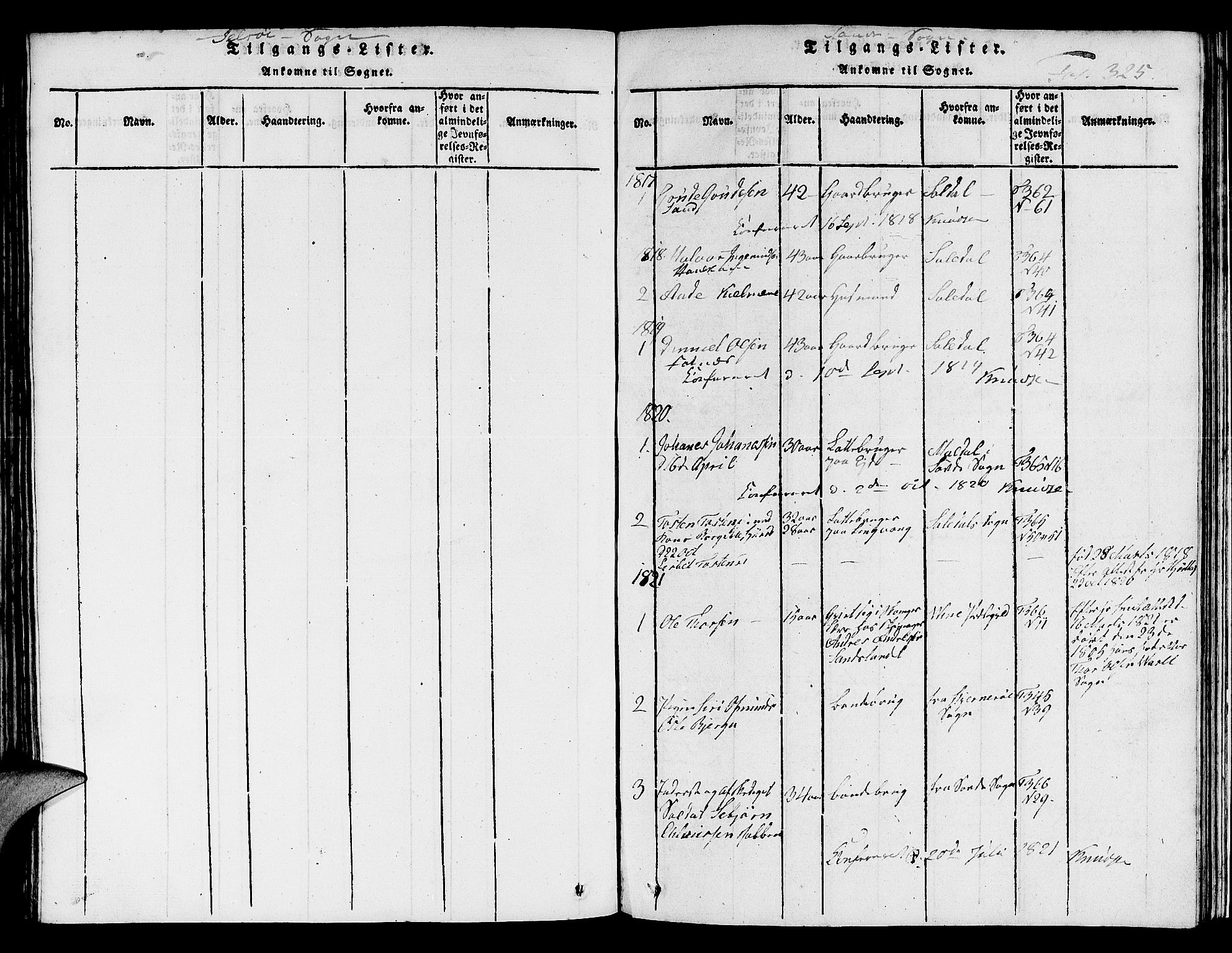 Jelsa sokneprestkontor, SAST/A-101842/01/V: Parish register (copy) no. B 1 /2, 1816-1828, p. 325
