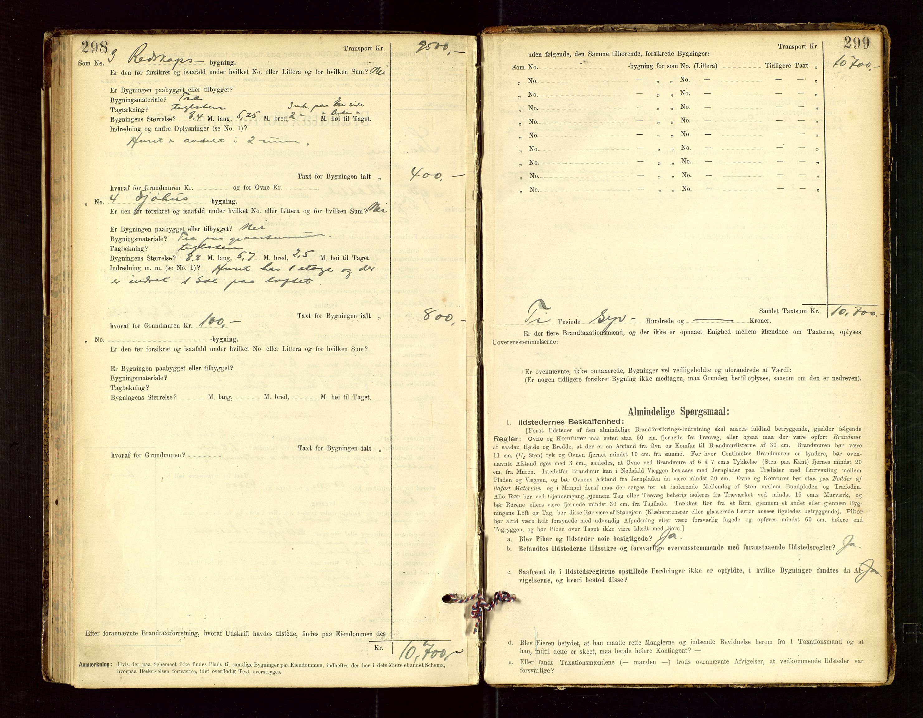 Skudenes lensmannskontor, SAST/A-100444/Gob/L0001: "Brandtaxationsprotokoll", 1895-1924, p. 298-299