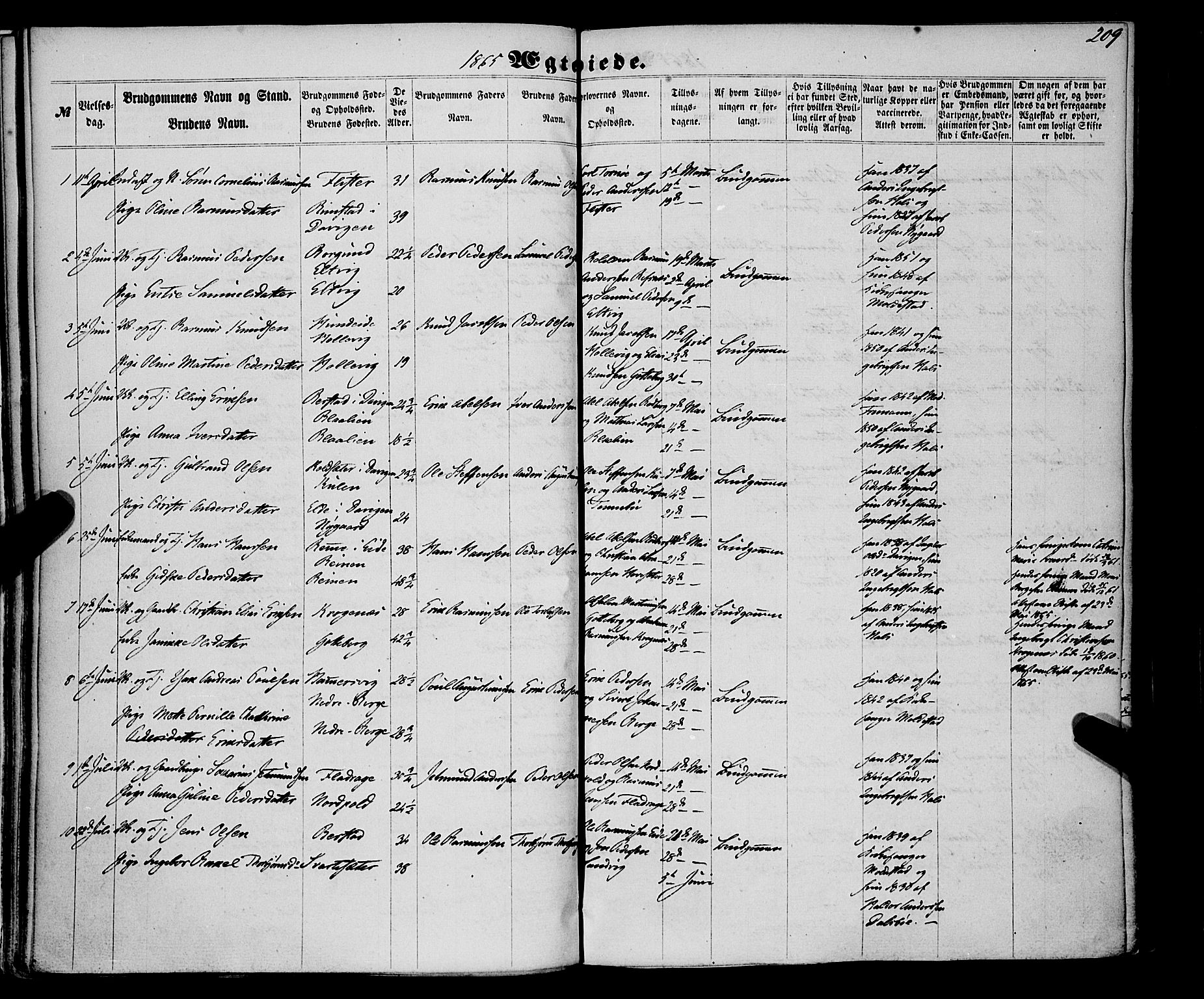 Selje sokneprestembete, AV/SAB-A-99938/H/Ha/Haa/Haaa: Parish register (official) no. A 11, 1858-1870, p. 209