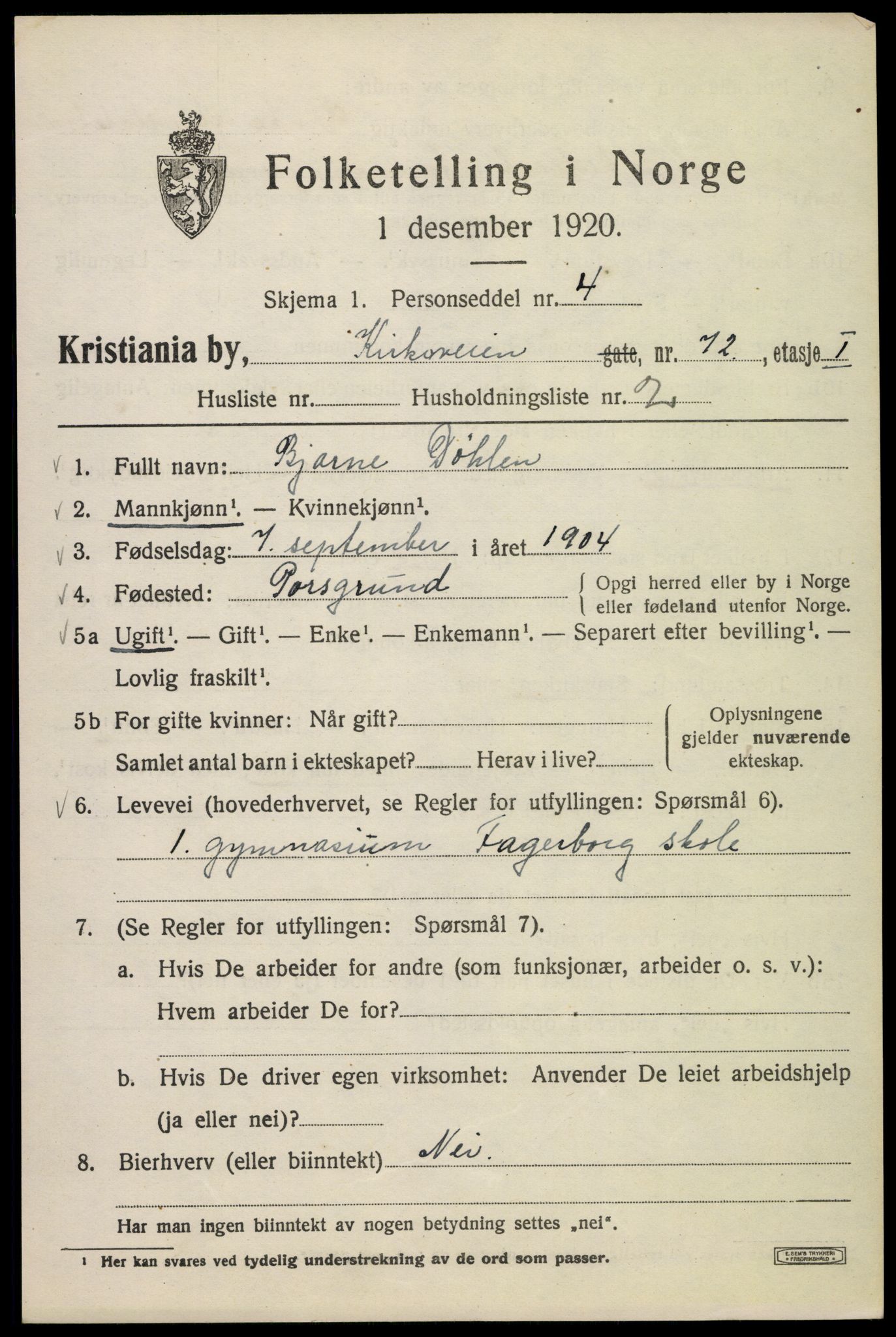 SAO, 1920 census for Kristiania, 1920, p. 339659