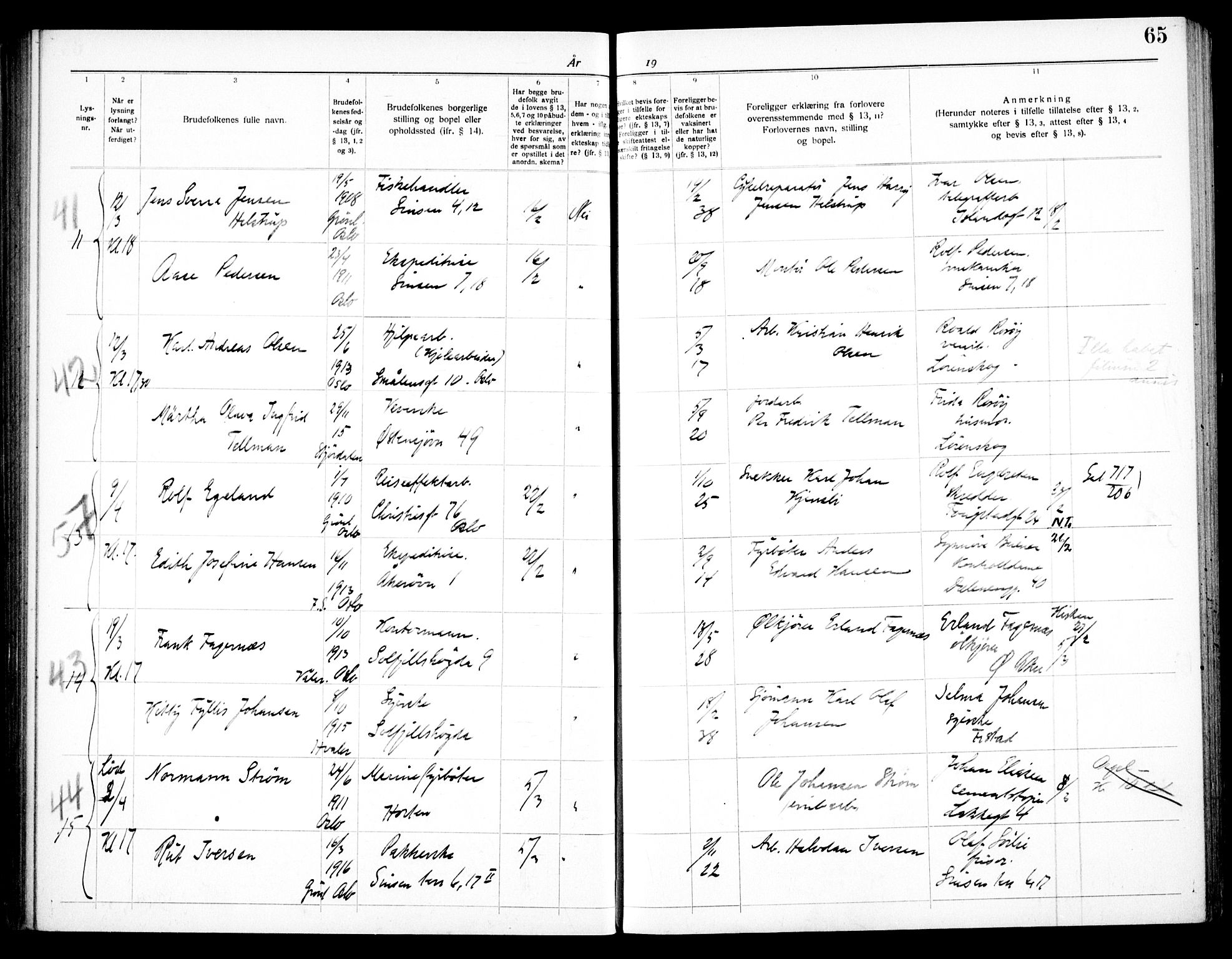 Østre Aker prestekontor Kirkebøker, AV/SAO-A-10840/H/Ha/L0008: Banns register no. I 8, 1933-1939, p. 65