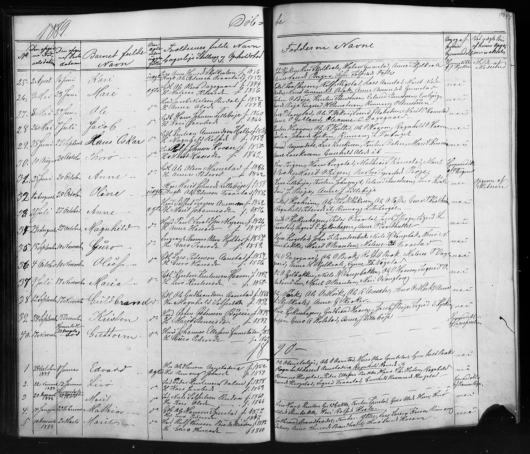 Skjåk prestekontor, SAH/PREST-072/H/Ha/Hab/L0001: Parish register (copy) no. 1, 1865-1893, p. 94