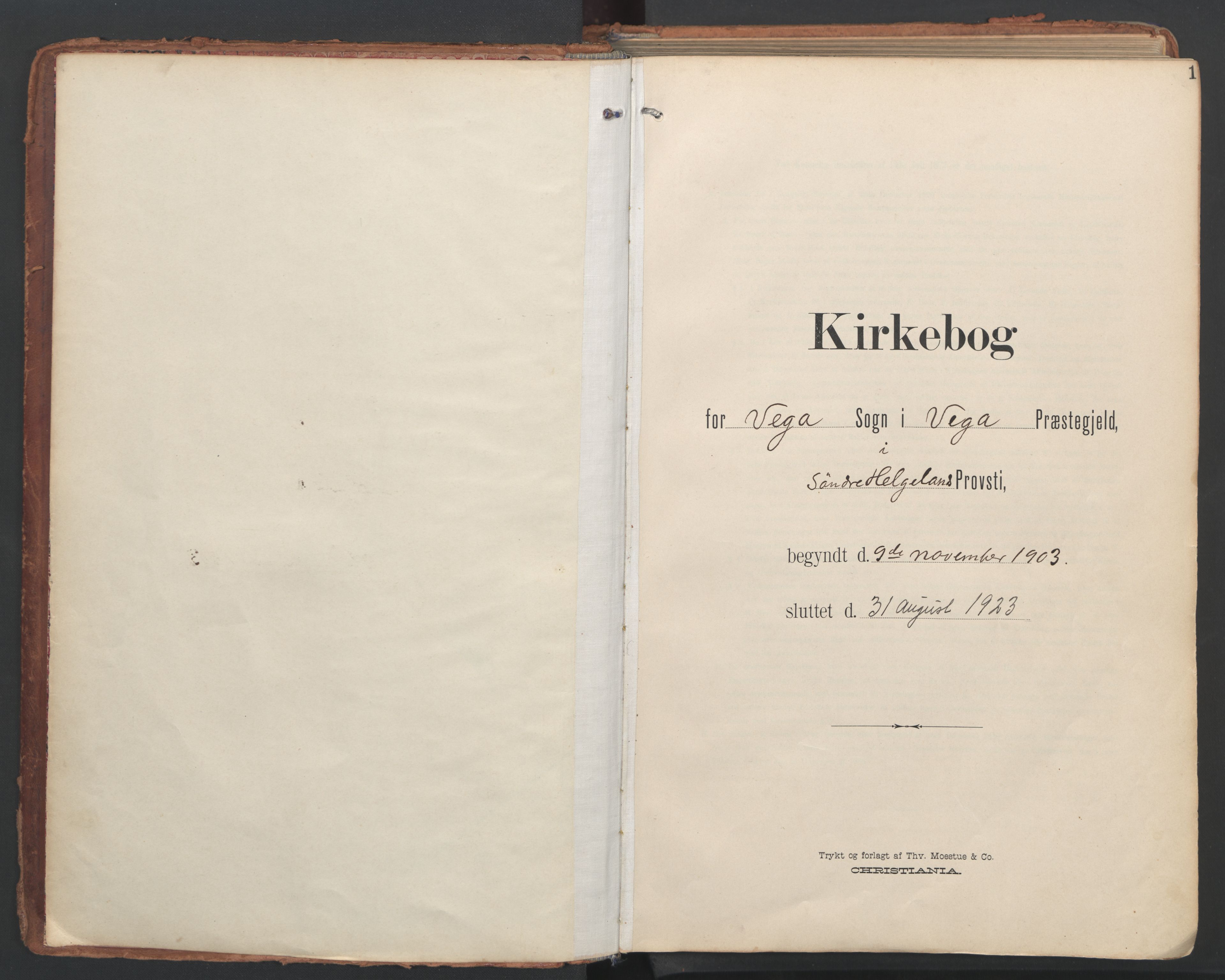 Ministerialprotokoller, klokkerbøker og fødselsregistre - Nordland, AV/SAT-A-1459/816/L0250: Parish register (official) no. 816A16, 1903-1923, p. 1