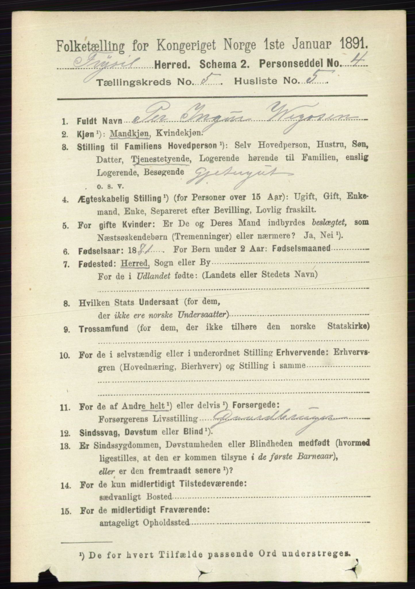 RA, 1891 census for 0428 Trysil, 1891, p. 2332