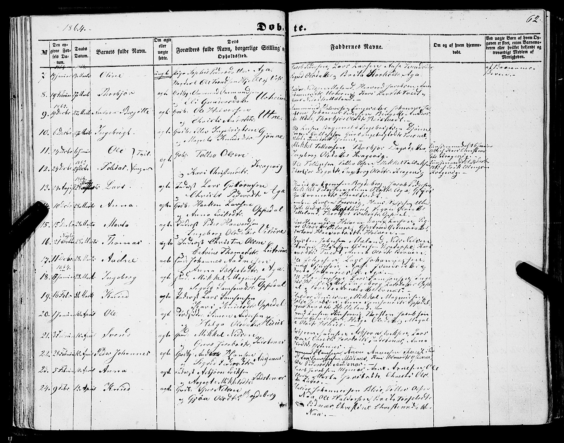 Ullensvang sokneprestembete, SAB/A-78701/H/Haa: Parish register (official) no. A 11, 1854-1866, p. 62