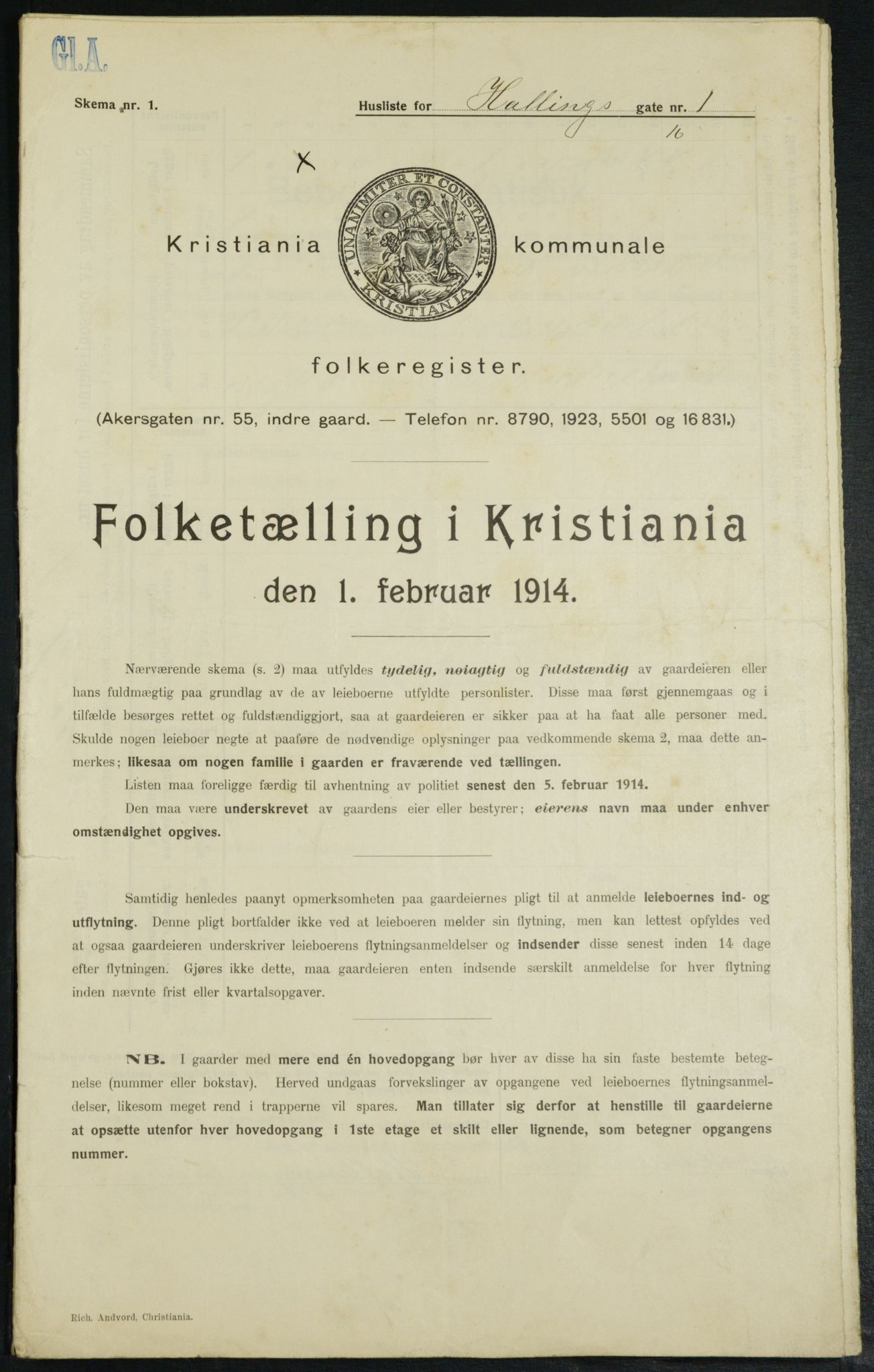 OBA, Municipal Census 1914 for Kristiania, 1914, p. 34104