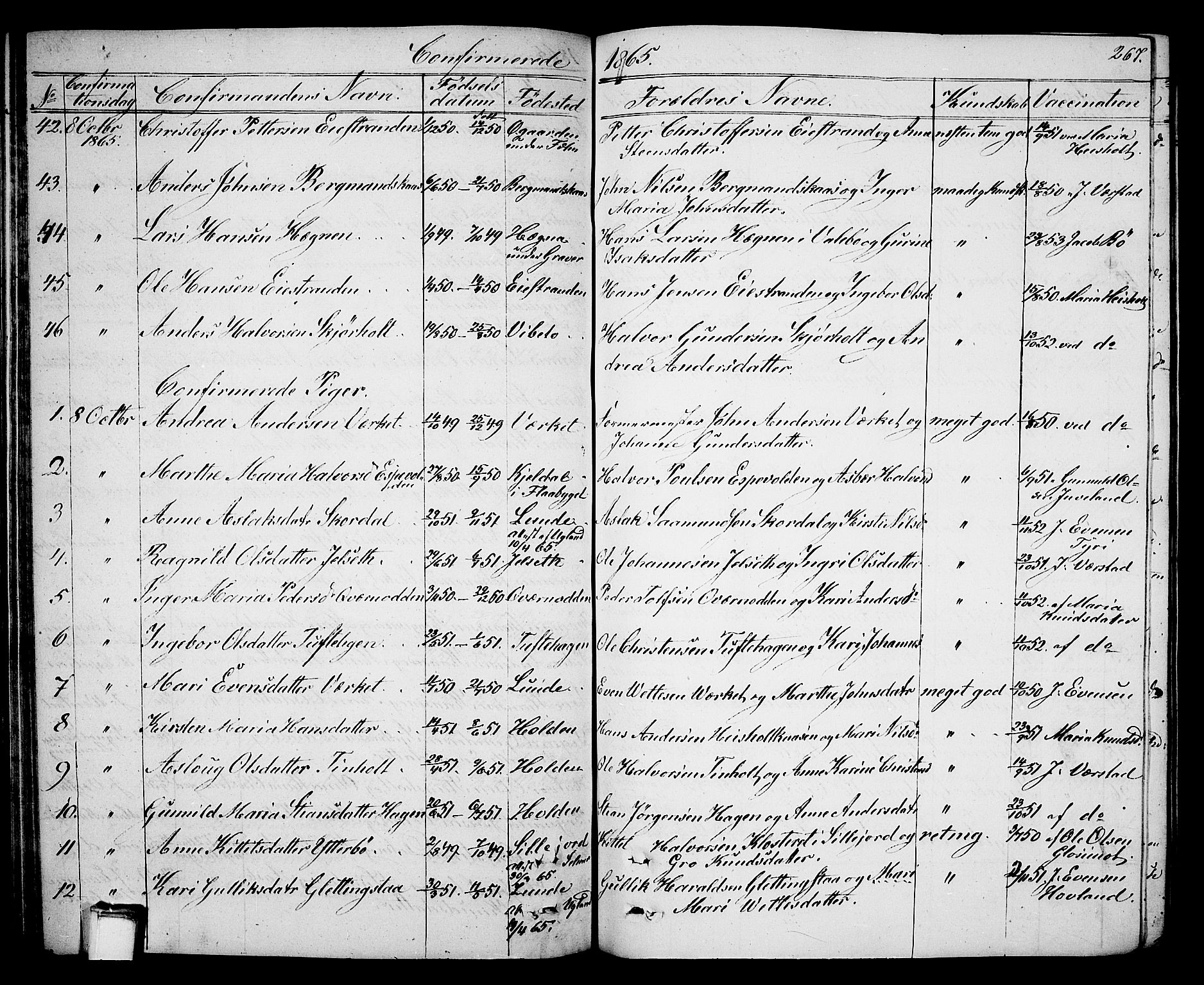 Holla kirkebøker, AV/SAKO-A-272/G/Ga/L0003: Parish register (copy) no. I 3, 1849-1866, p. 267