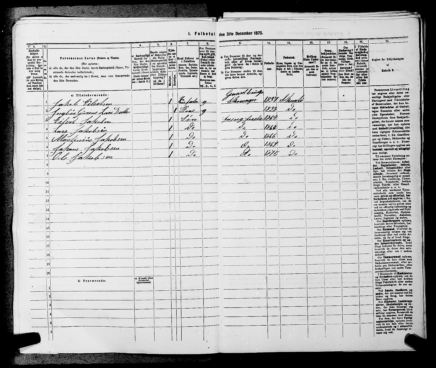 SAKO, 1875 census for 0816P Sannidal, 1875, p. 939