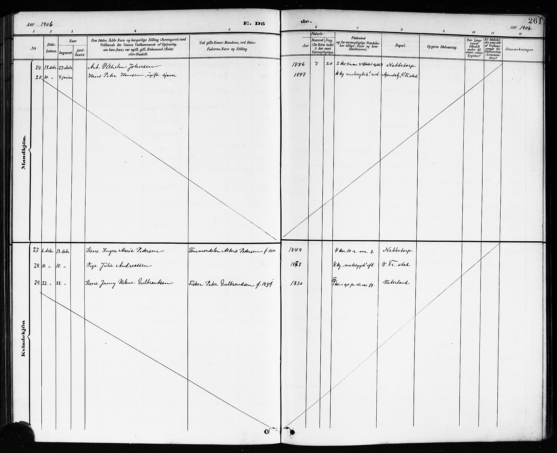 Østre Fredrikstad prestekontor Kirkebøker, AV/SAO-A-10907/G/Ga/L0002: Parish register (copy) no. 2, 1900-1919, p. 261