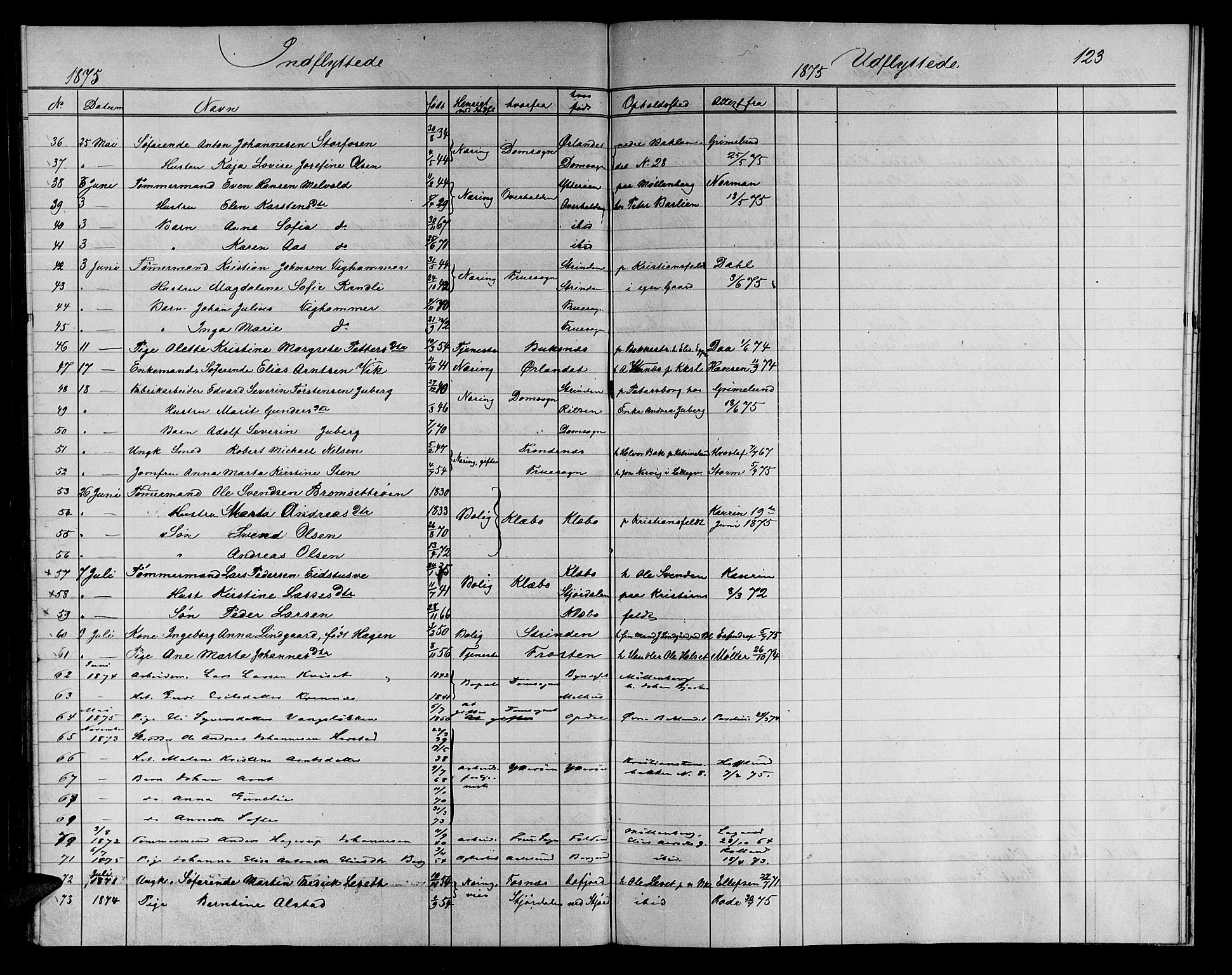 Ministerialprotokoller, klokkerbøker og fødselsregistre - Sør-Trøndelag, SAT/A-1456/604/L0221: Parish register (copy) no. 604C04, 1870-1885, p. 123