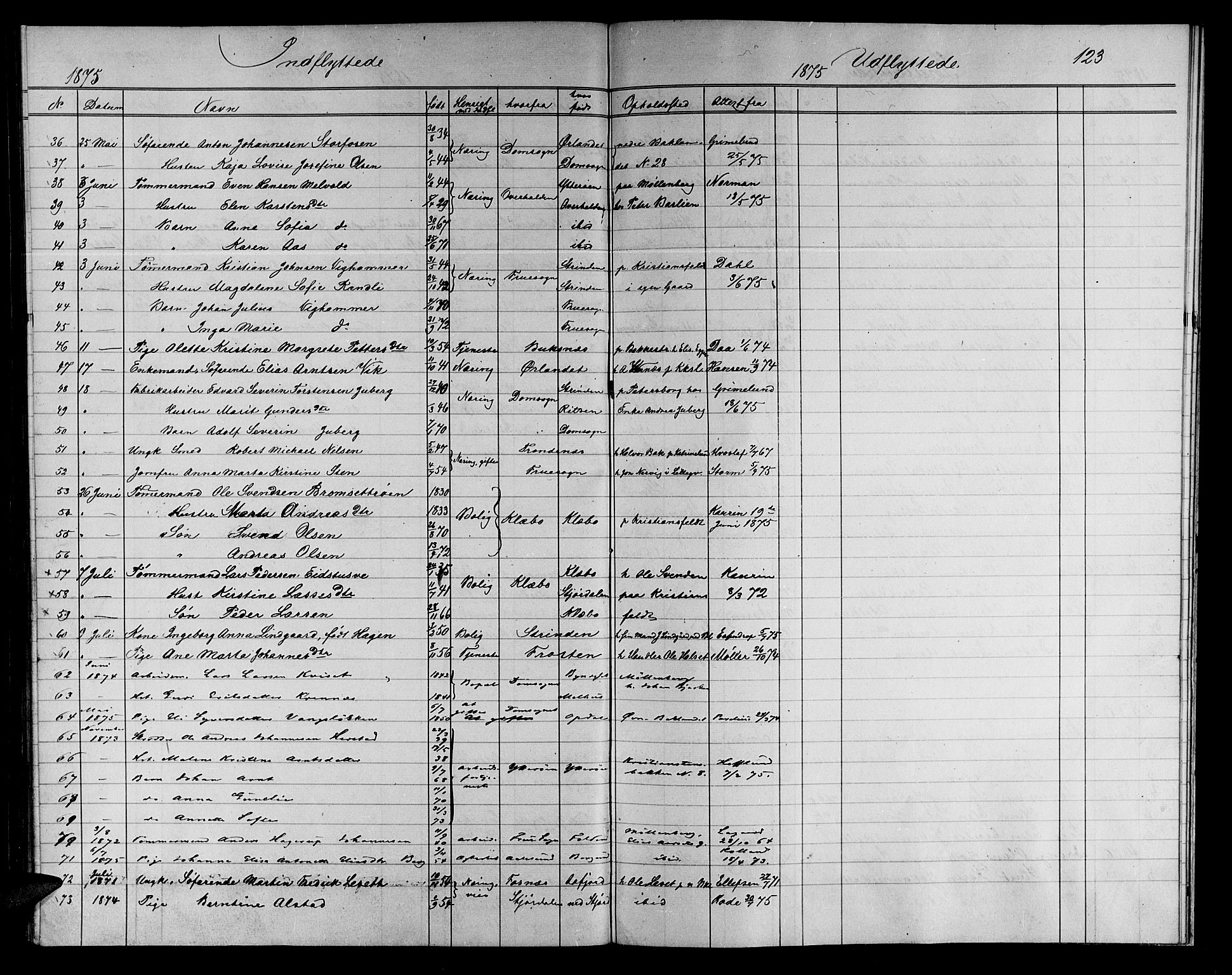 Ministerialprotokoller, klokkerbøker og fødselsregistre - Sør-Trøndelag, AV/SAT-A-1456/604/L0221: Parish register (copy) no. 604C04, 1870-1885, p. 123