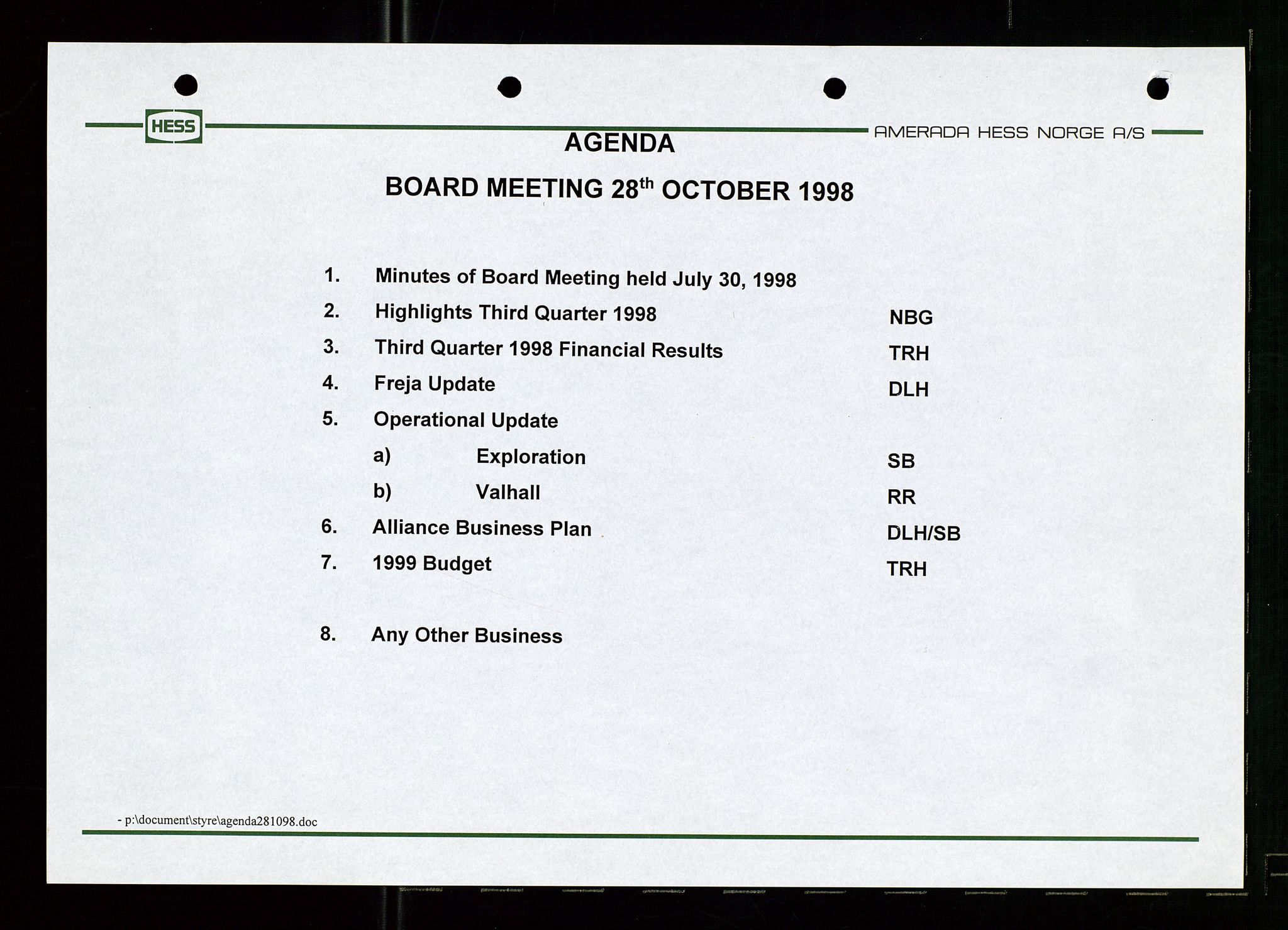 Pa 1766 - Hess Norge AS, AV/SAST-A-102451/A/Aa/L0003: Referater og sakspapirer, 1998-1999, p. 132