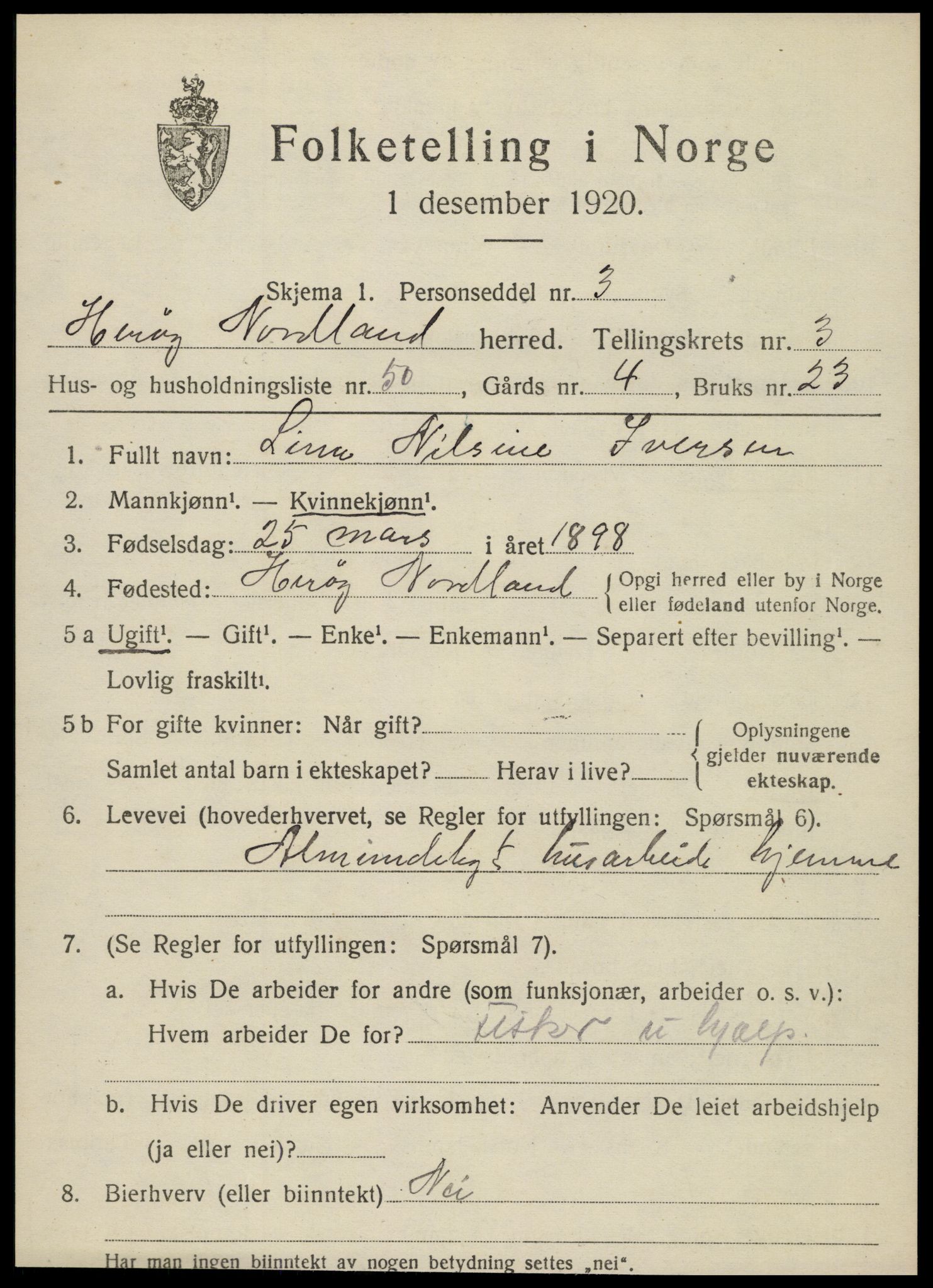 SAT, 1920 census for Herøy, 1920, p. 2564