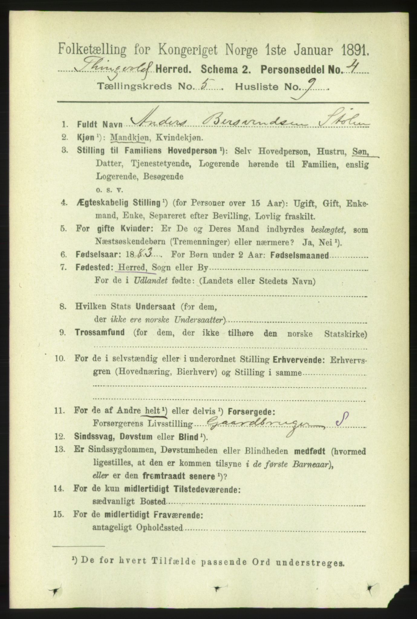 RA, 1891 census for 1560 Tingvoll, 1891, p. 2105