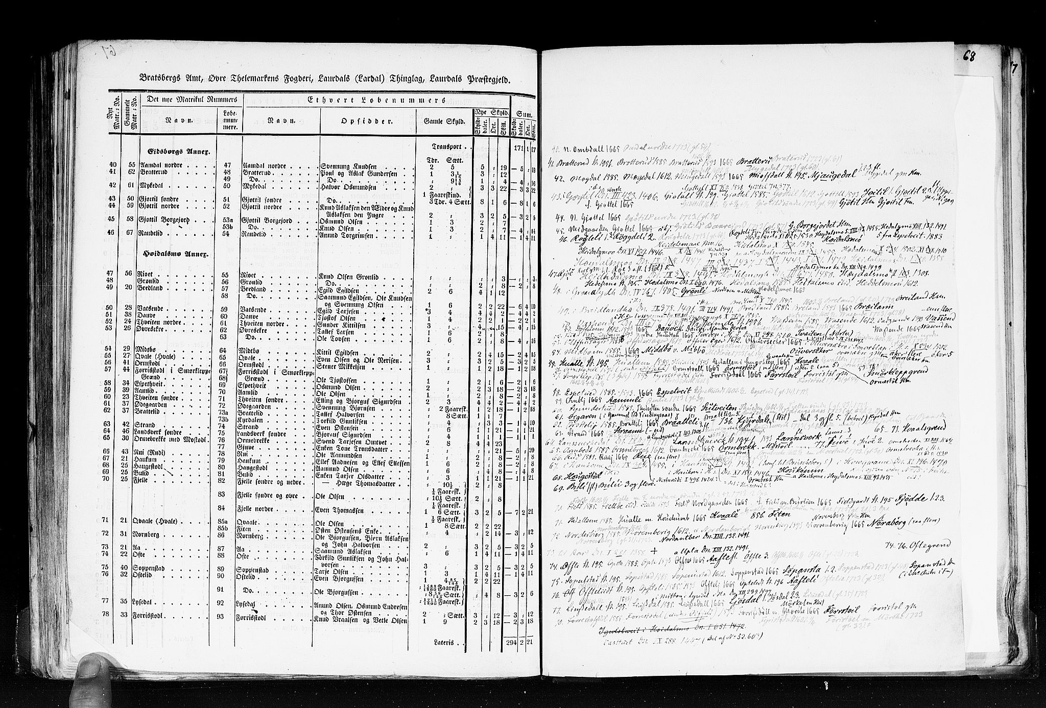 Rygh, RA/PA-0034/F/Fb/L0007: Matrikkelen for 1838 - Bratsberg amt (Telemark fylke), 1838, p. 67b