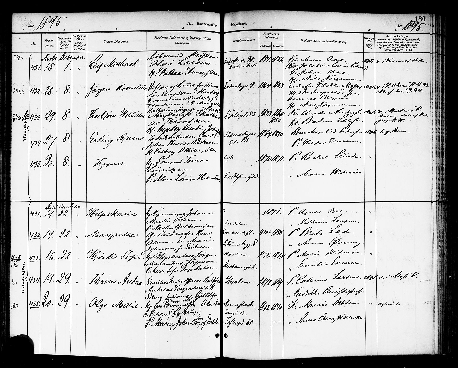 Rikshospitalet prestekontor Kirkebøker, AV/SAO-A-10309b/F/L0009: Parish register (official) no. 9, 1894-1897, p. 180