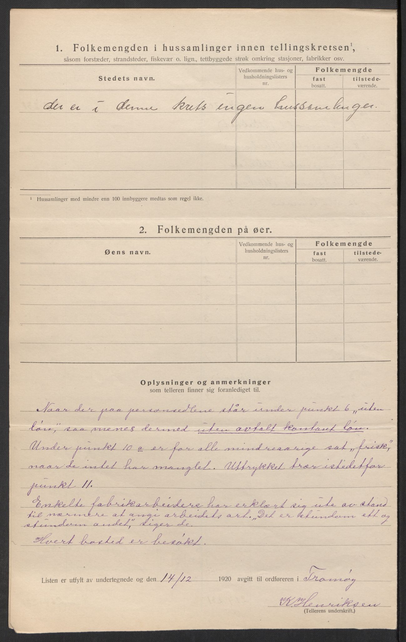 SAK, 1920 census for Tromøy, 1920, p. 23