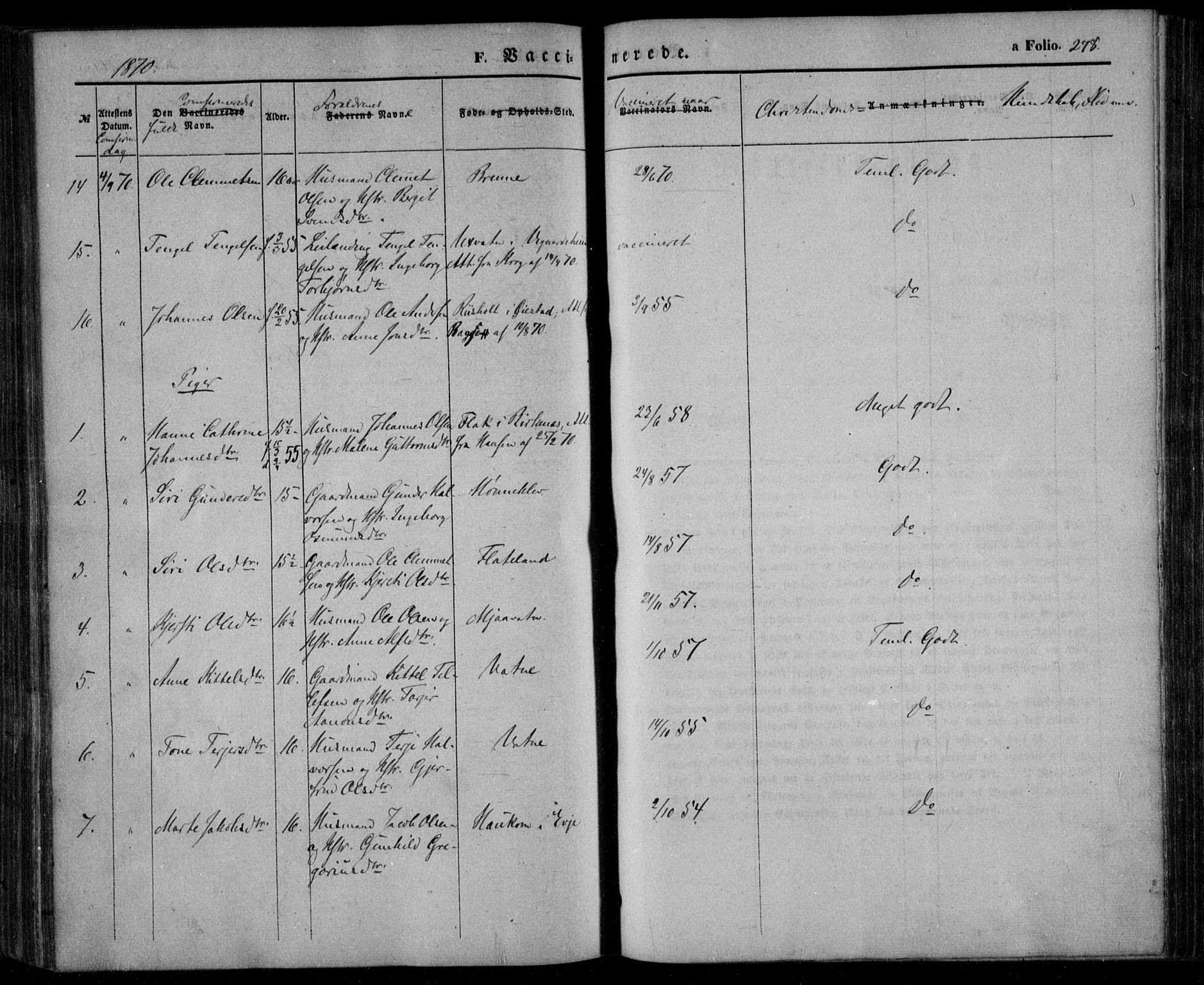Åmli sokneprestkontor, AV/SAK-1111-0050/F/Fa/Fac/L0008: Parish register (official) no. A 8, 1852-1869, p. 278