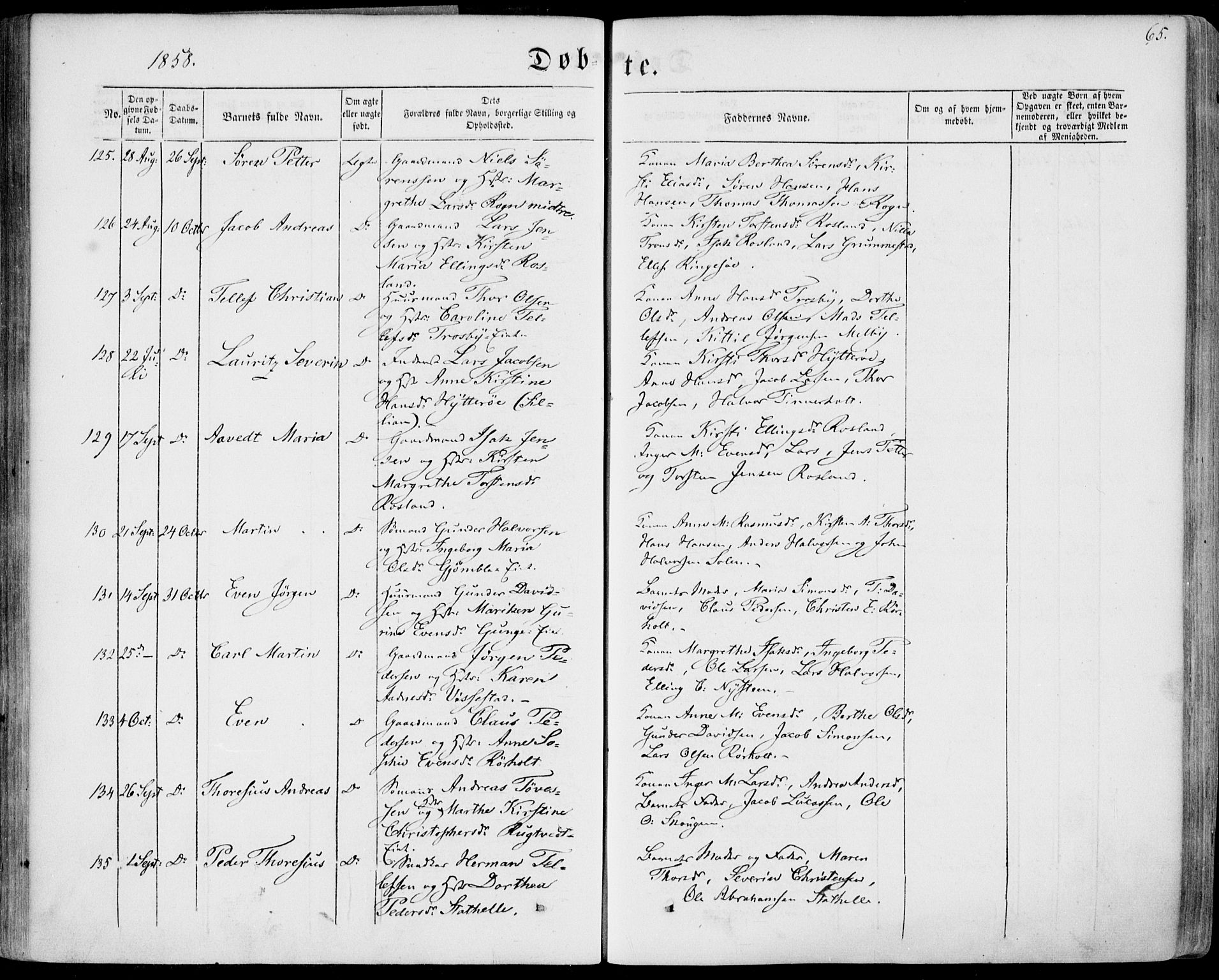 Bamble kirkebøker, SAKO/A-253/F/Fa/L0005: Parish register (official) no. I 5, 1854-1869, p. 65