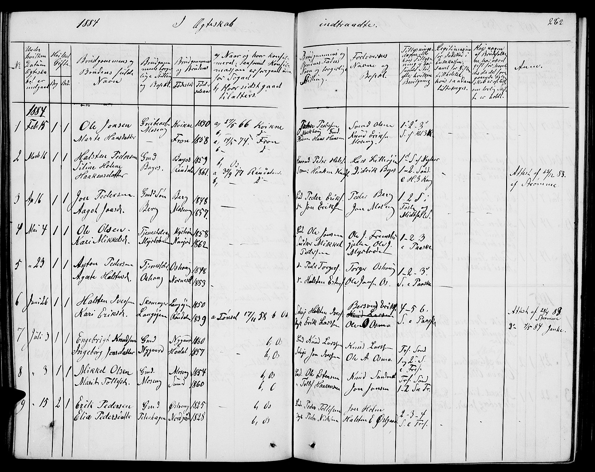 Tolga prestekontor, SAH/PREST-062/L/L0004: Parish register (copy) no. 4, 1845-1887, p. 262