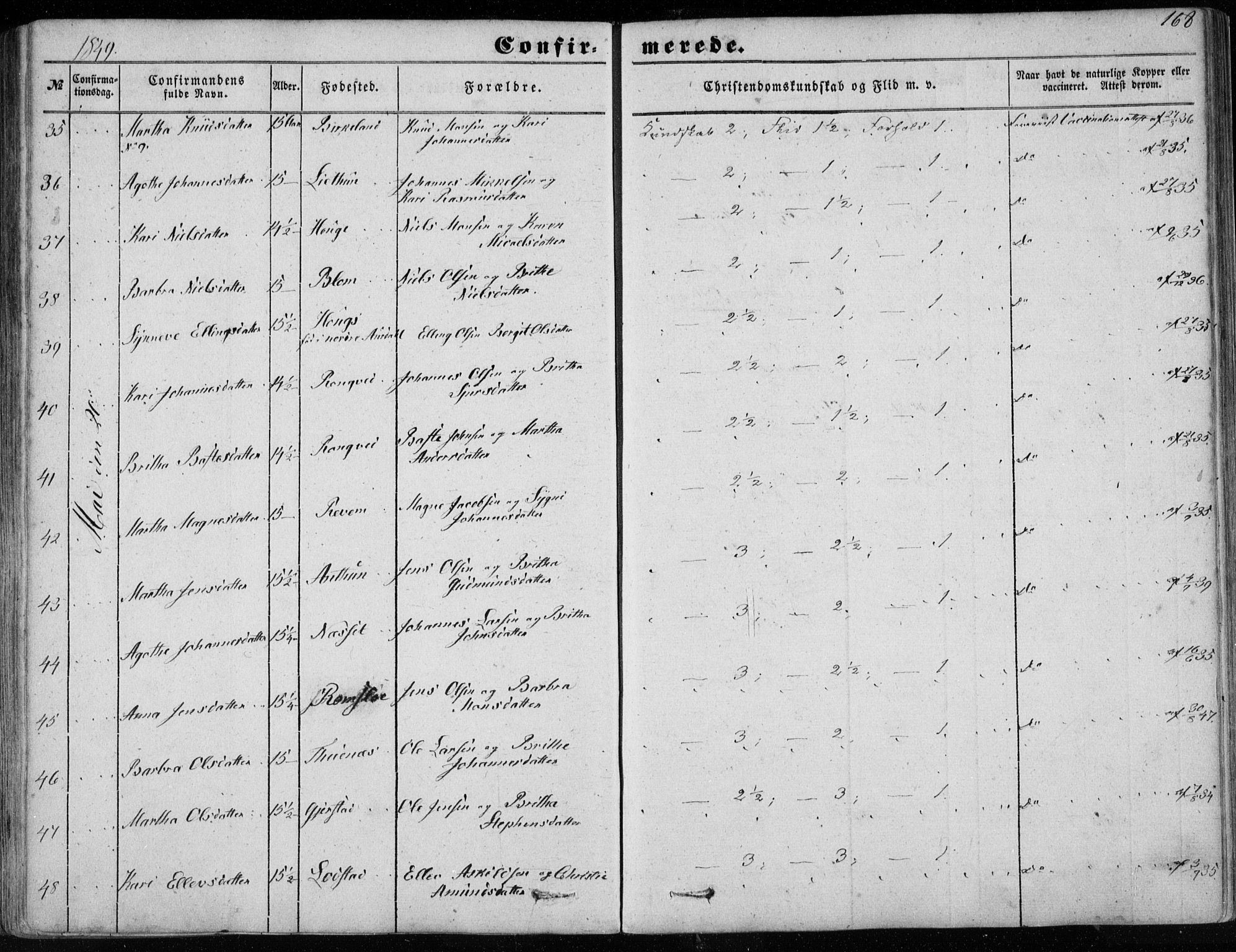 Haus sokneprestembete, SAB/A-75601/H/Haa: Parish register (official) no. A 16 I, 1848-1857, p. 168